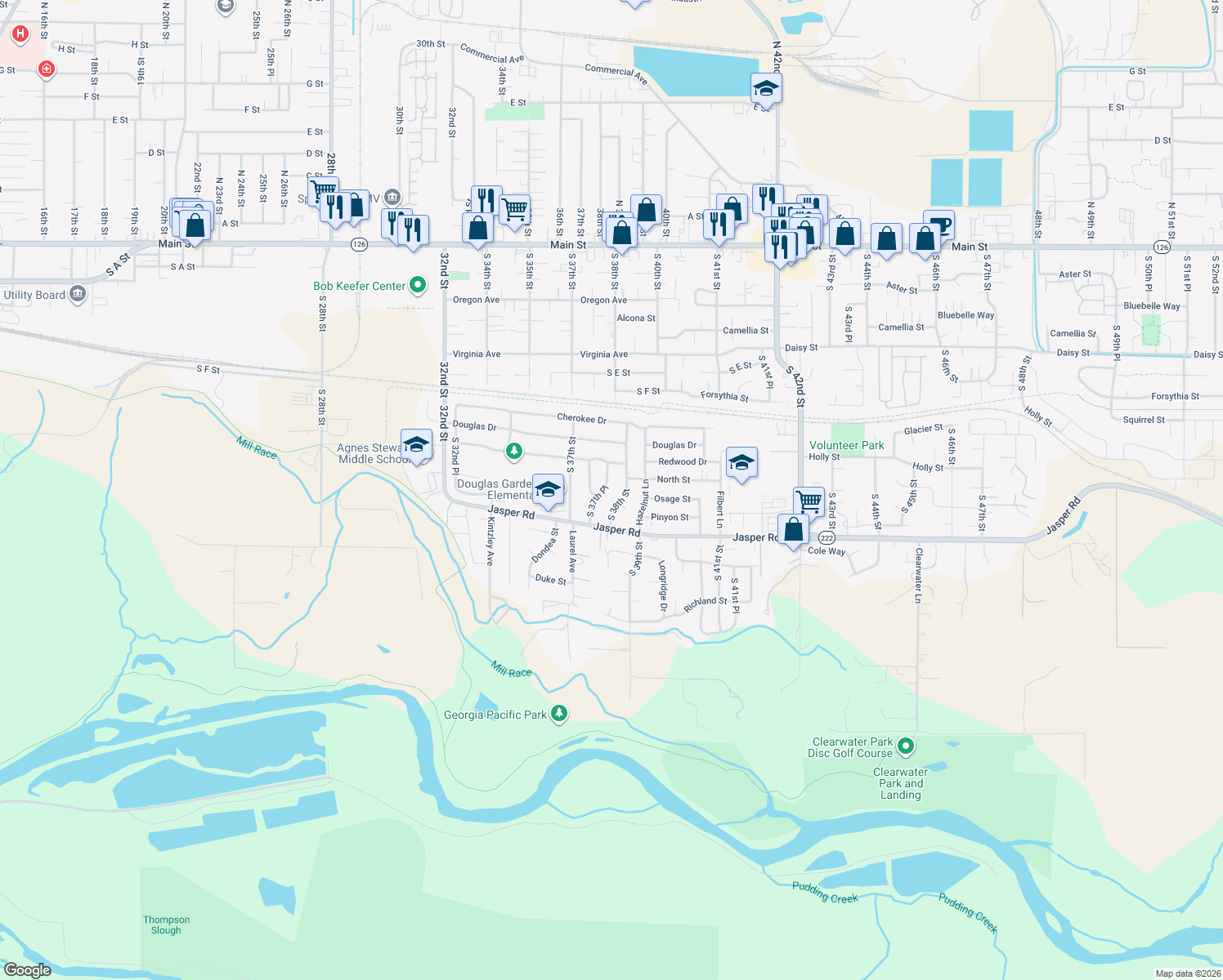 map of restaurants, bars, coffee shops, grocery stores, and more near 919 South 37th Place in Springfield