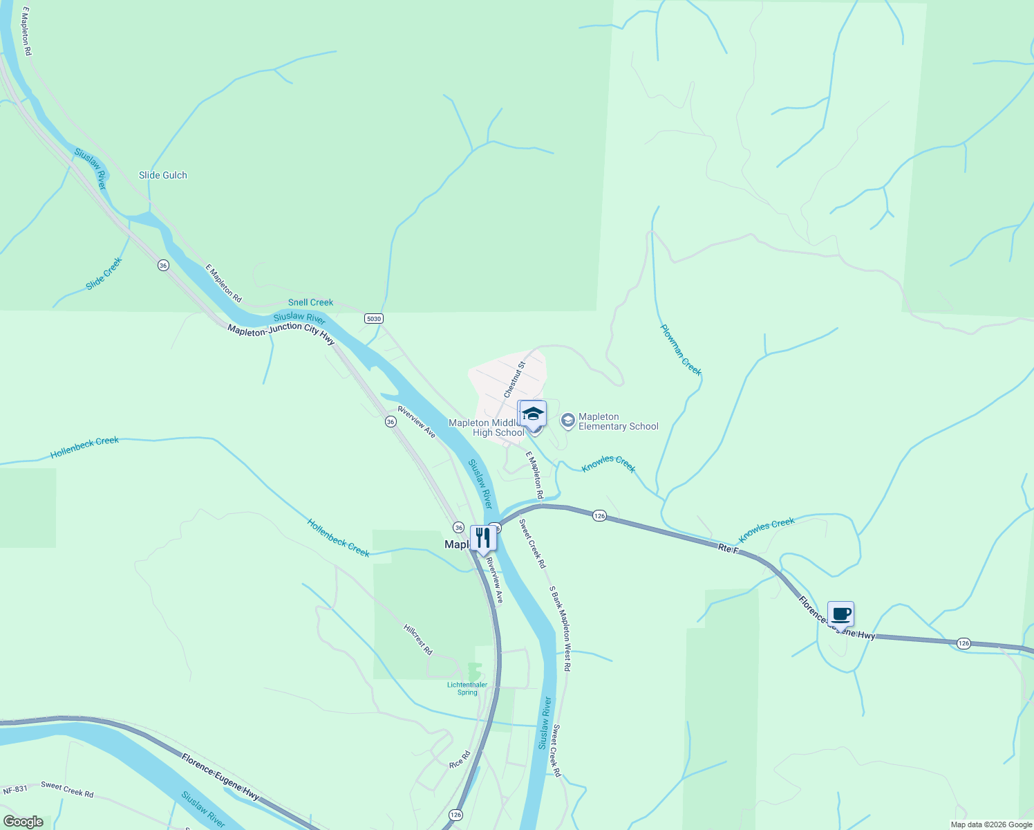 map of restaurants, bars, coffee shops, grocery stores, and more near 11792 Orchard Avenue in Mapleton