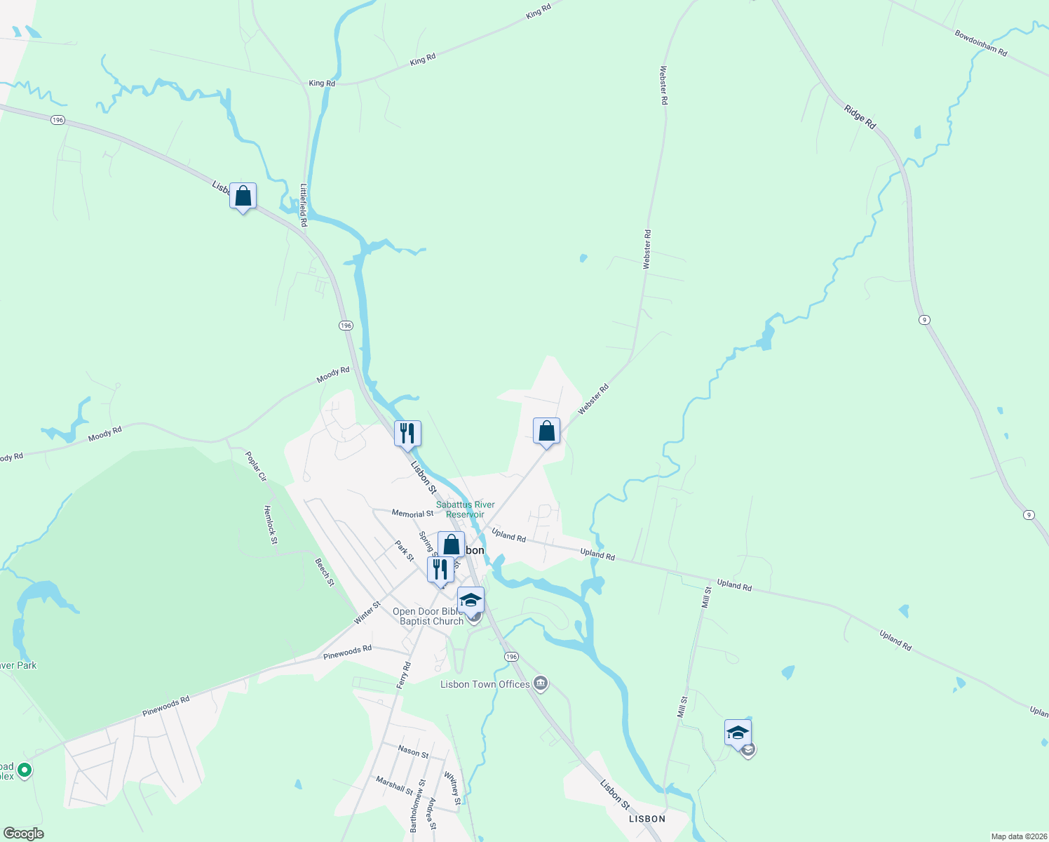 map of restaurants, bars, coffee shops, grocery stores, and more near 14 Camille Drive in Lisbon