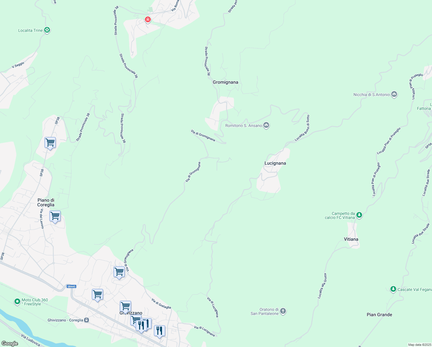 map of restaurants, bars, coffee shops, grocery stores, and more near in Province of Lucca