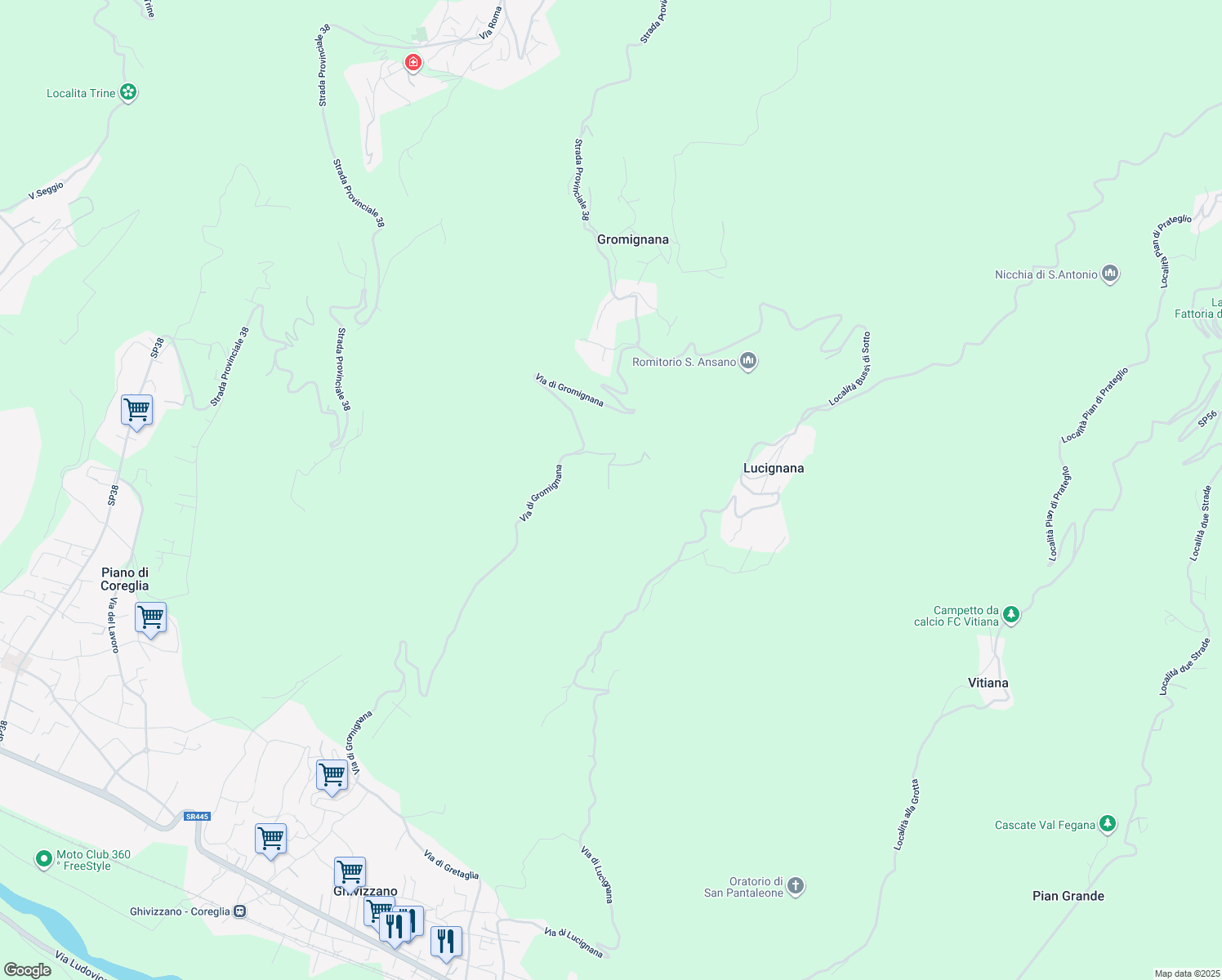 map of restaurants, bars, coffee shops, grocery stores, and more near in Province of Lucca