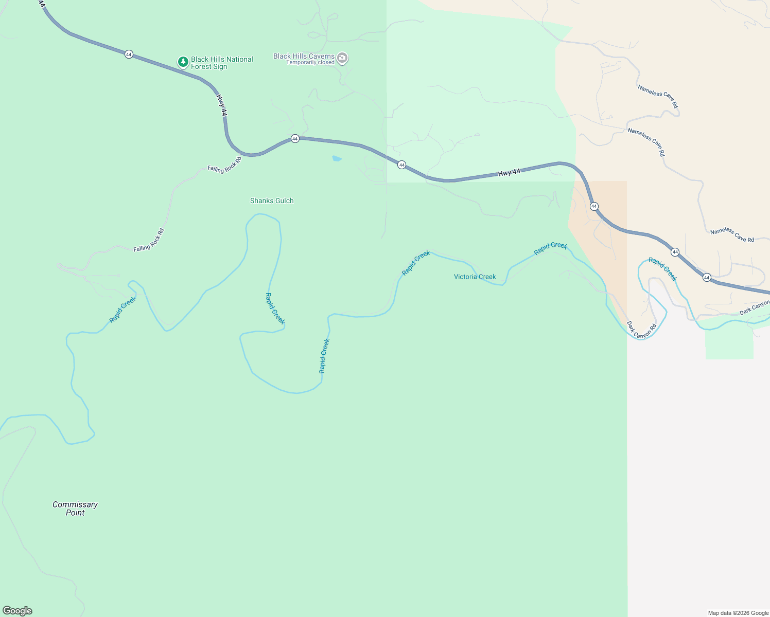 map of restaurants, bars, coffee shops, grocery stores, and more near 8125 Dark Canyon Road in Rapid City