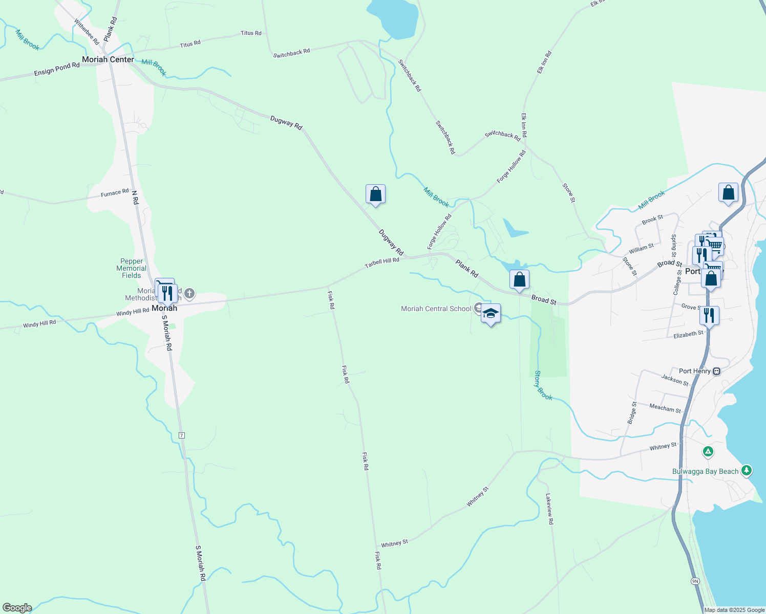 map of restaurants, bars, coffee shops, grocery stores, and more near 788 Tarbell Hill Road in Moriah