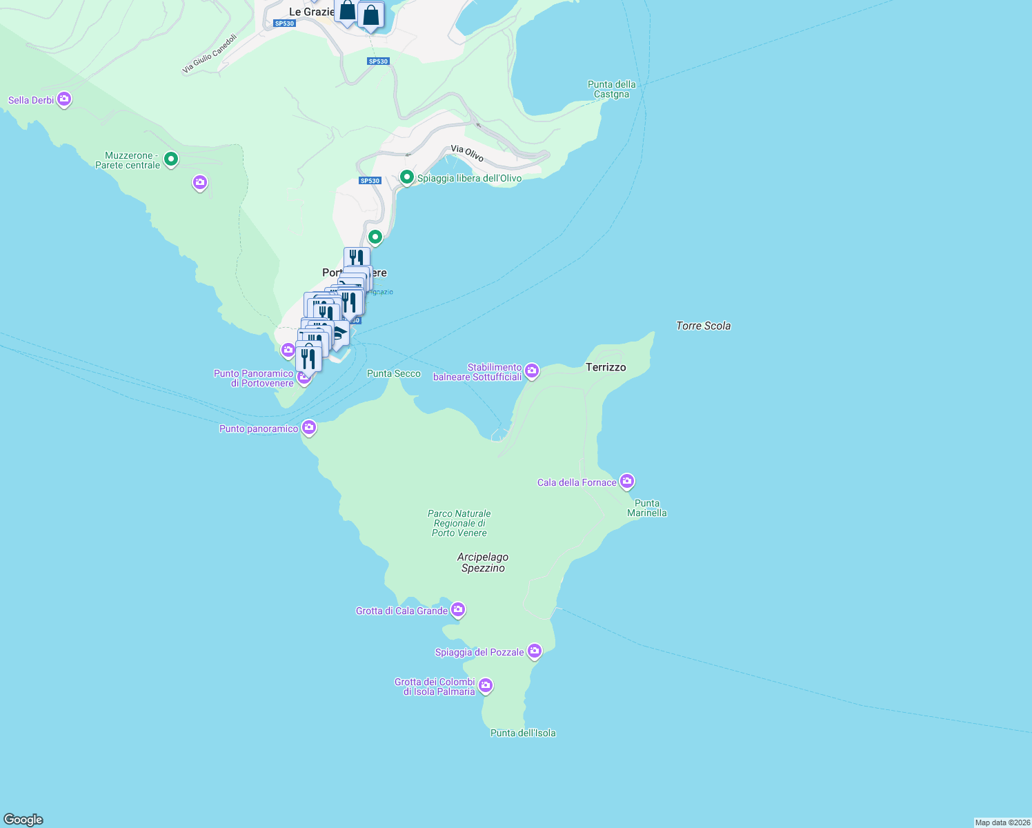 map of restaurants, bars, coffee shops, grocery stores, and more near 4 Via Cavour in Terrizzo
