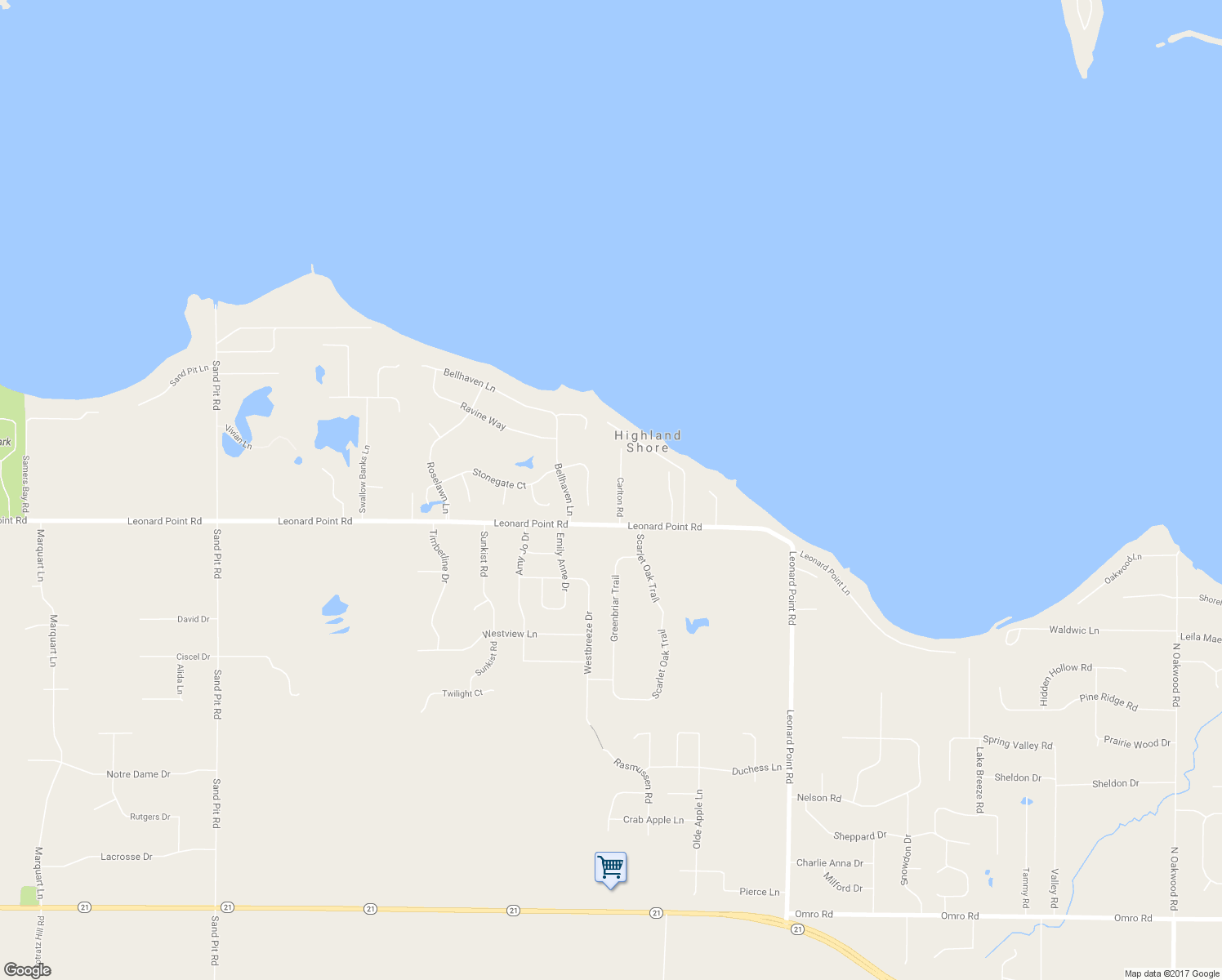 map of restaurants, bars, coffee shops, grocery stores, and more near 2071 Carlton Road in Oshkosh
