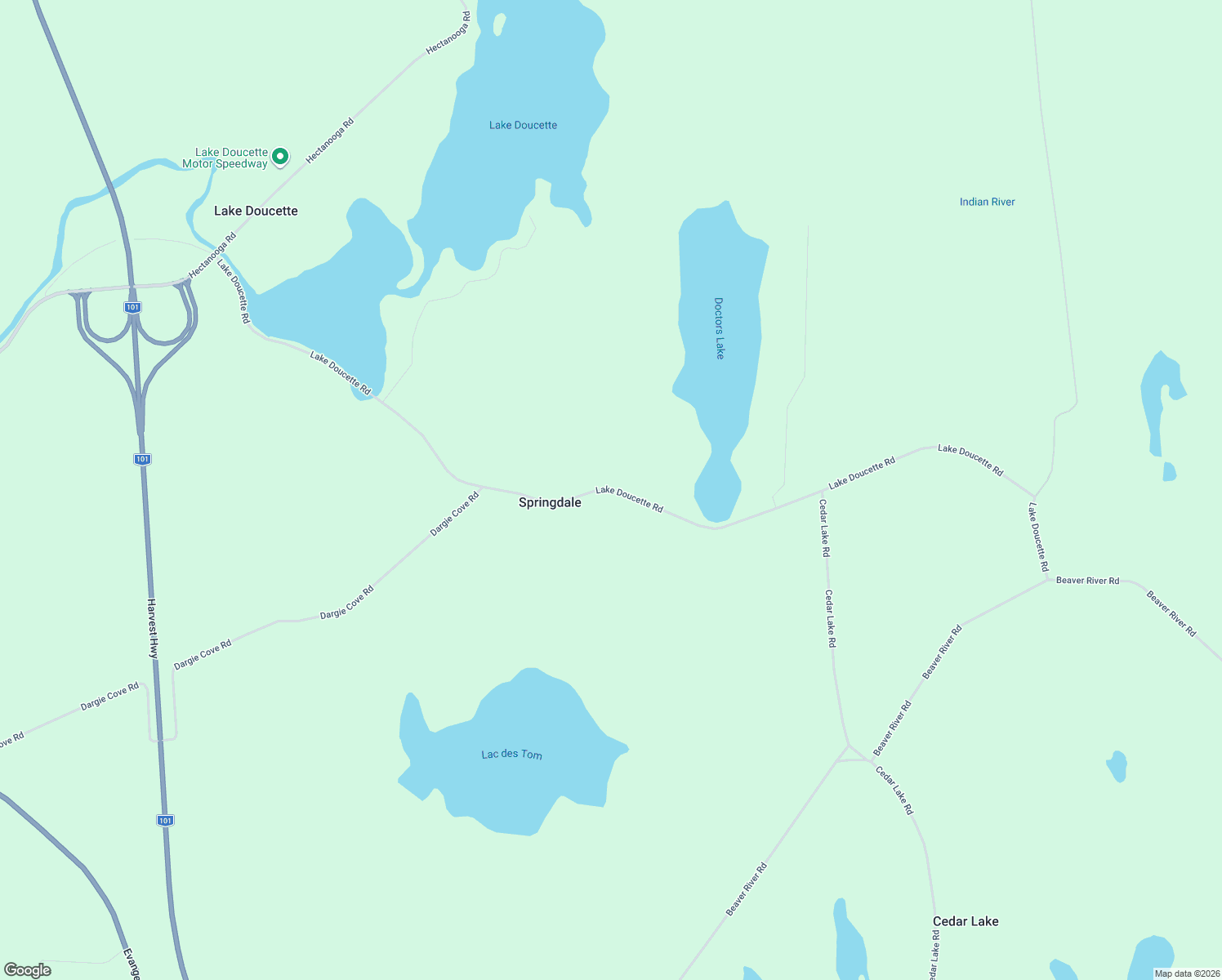 map of restaurants, bars, coffee shops, grocery stores, and more near Lake Doucette Road in South Ohio