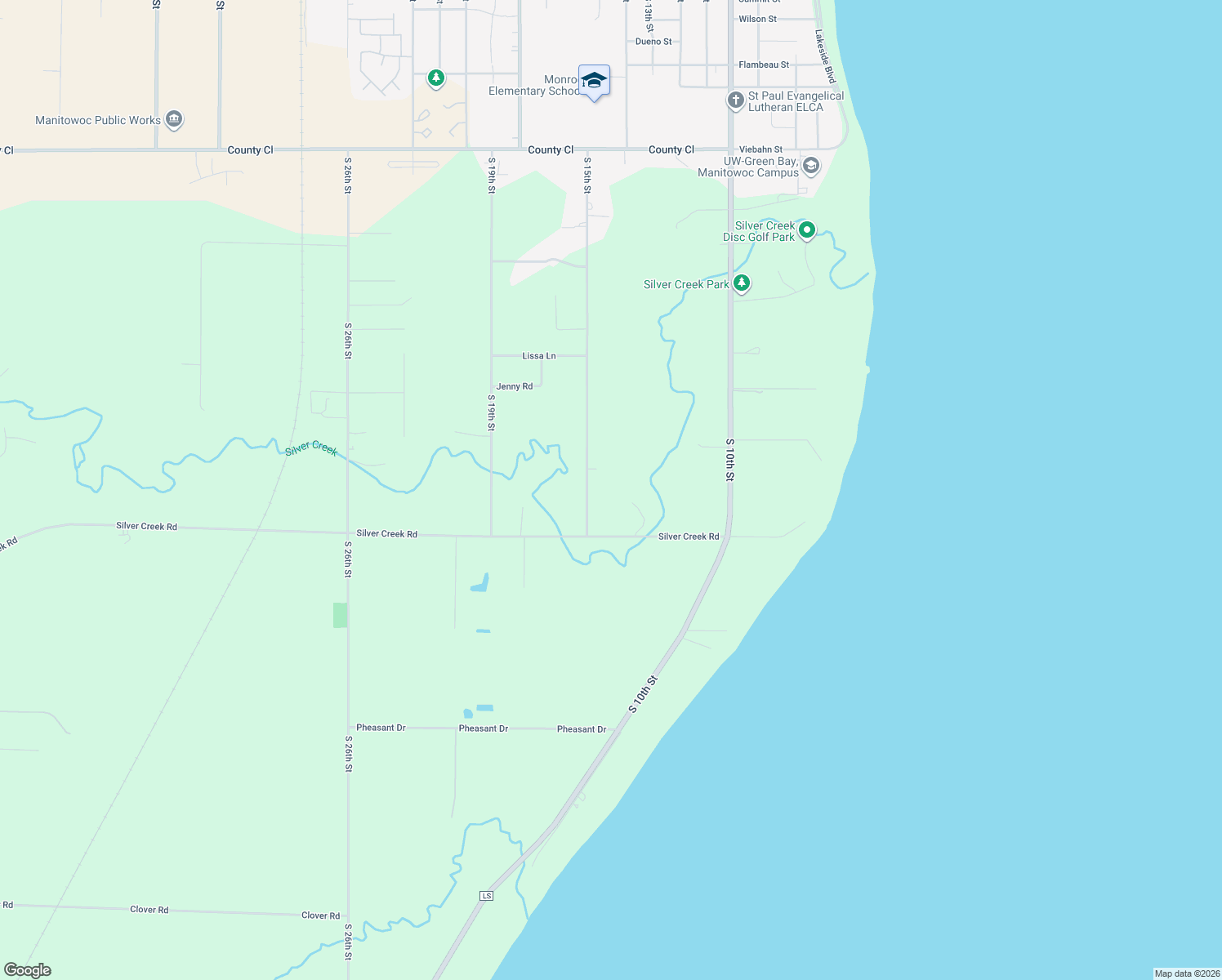 map of restaurants, bars, coffee shops, grocery stores, and more near 3717 S 15th St in Manitowoc