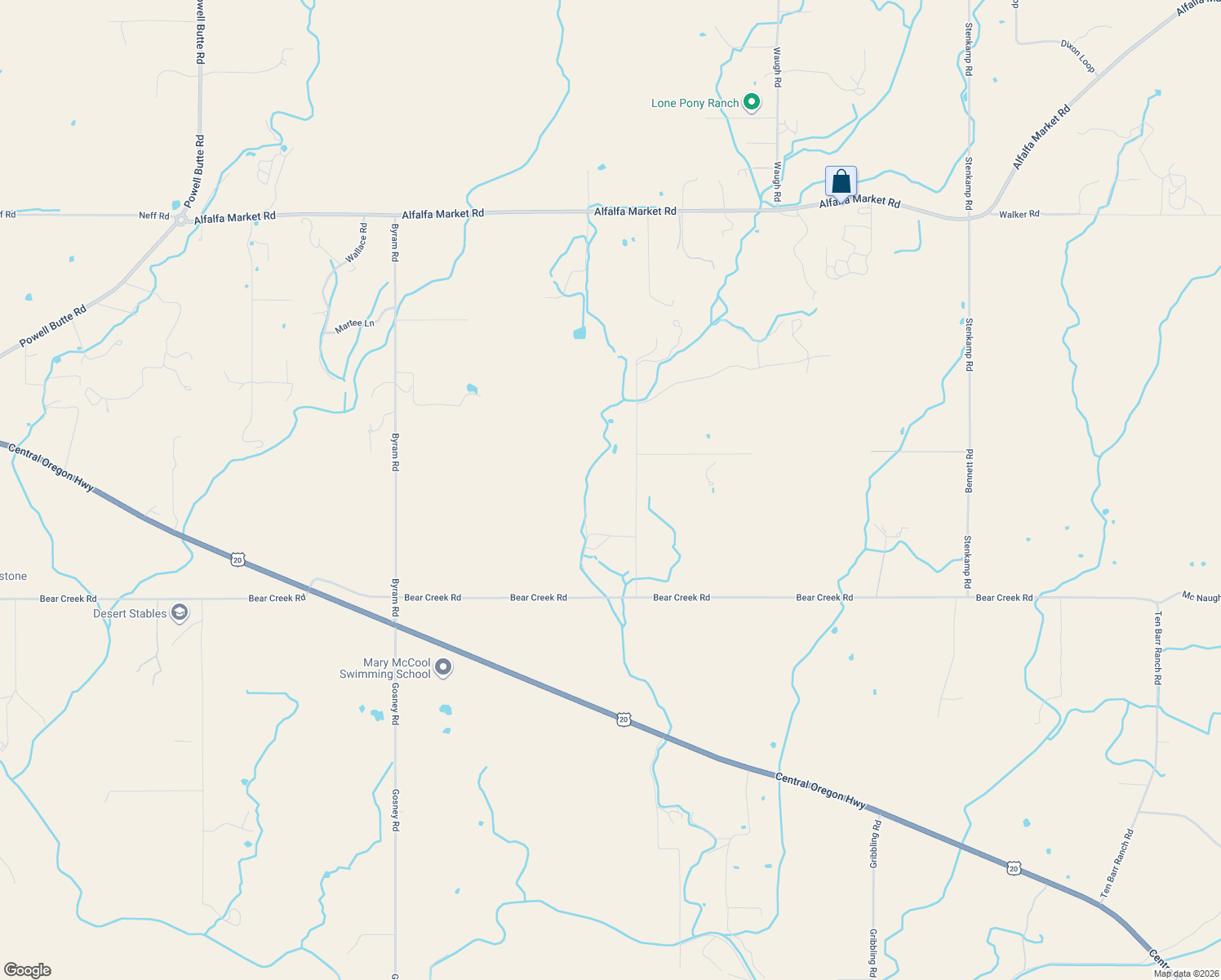 map of restaurants, bars, coffee shops, grocery stores, and more near 62111 Cody Rd in Bend