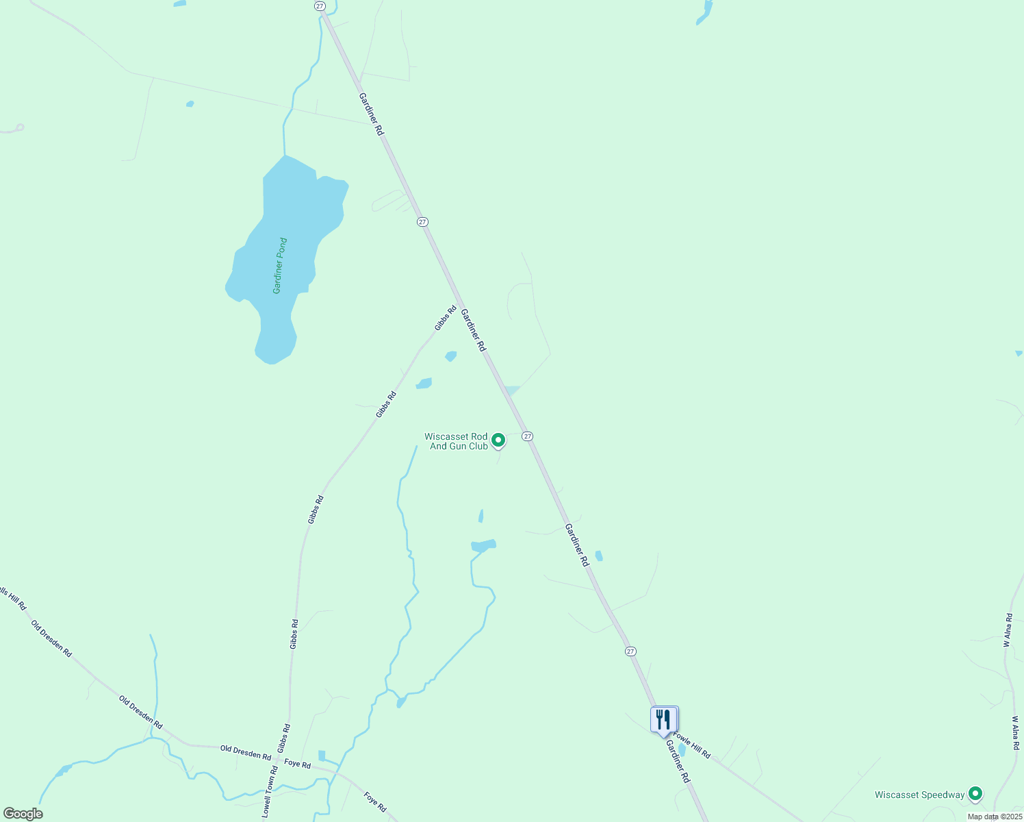 map of restaurants, bars, coffee shops, grocery stores, and more near 524 Gardiner Road in Wiscasset