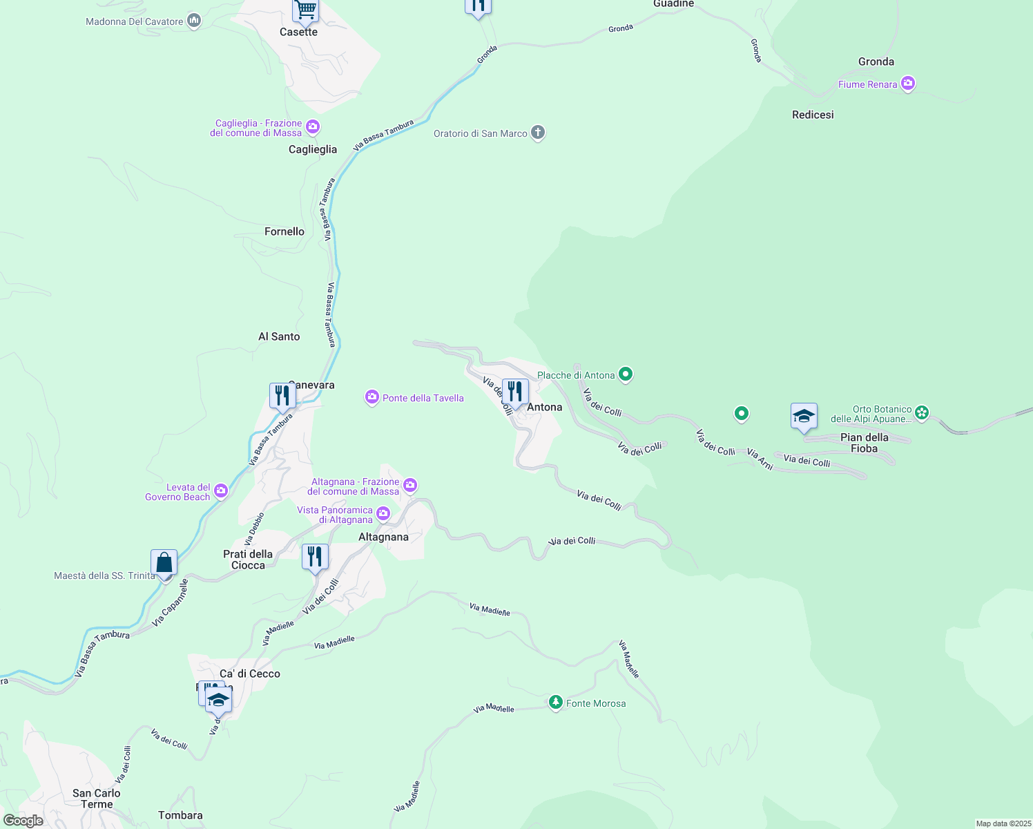 map of restaurants, bars, coffee shops, grocery stores, and more near in Antona