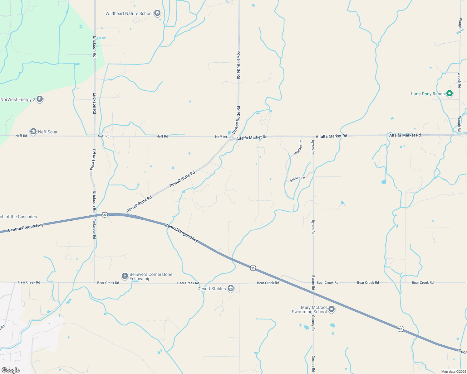 map of restaurants, bars, coffee shops, grocery stores, and more near 62262 Chickadee Lane in Bend