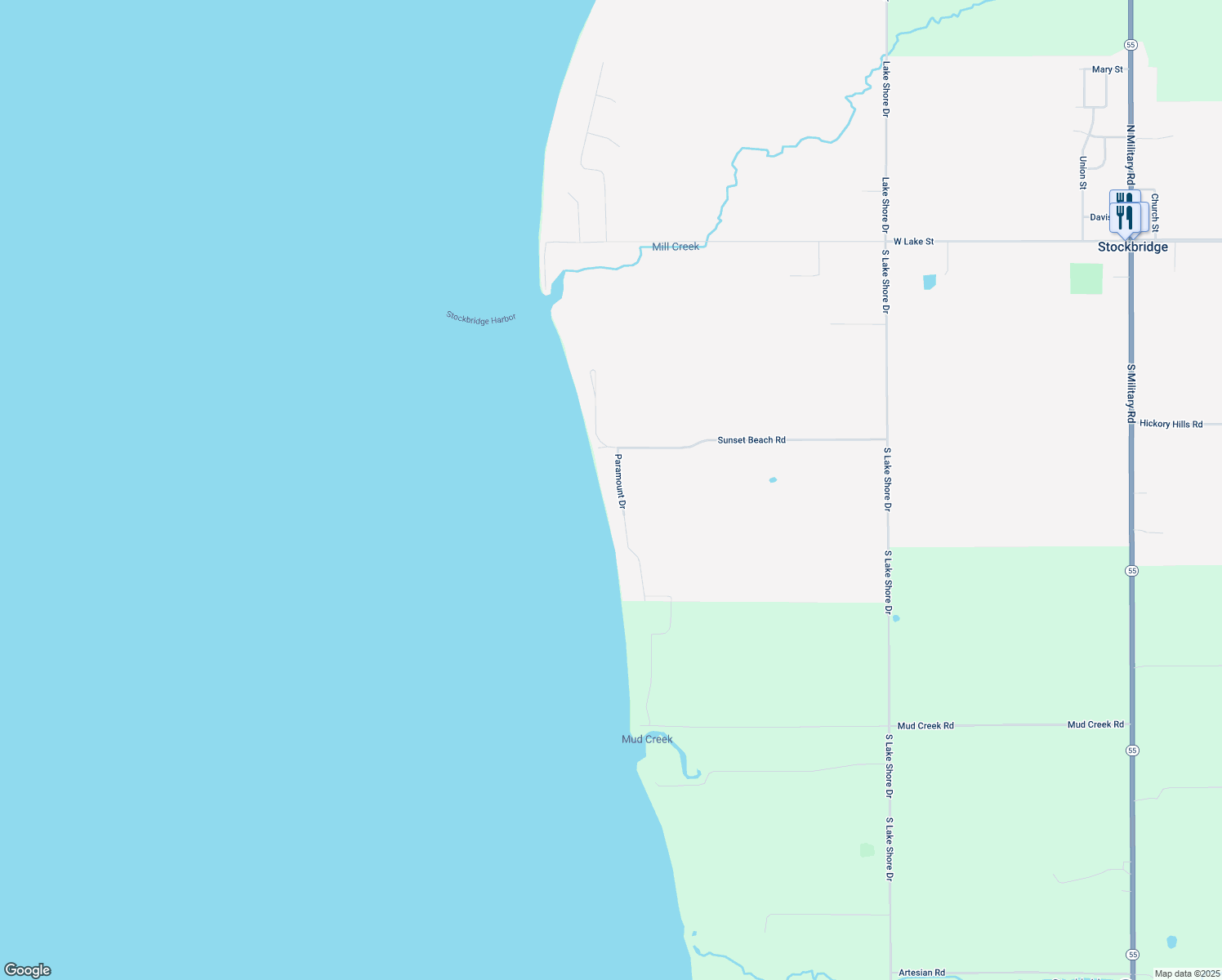 map of restaurants, bars, coffee shops, grocery stores, and more near 843 Paramount Dr in Chilton