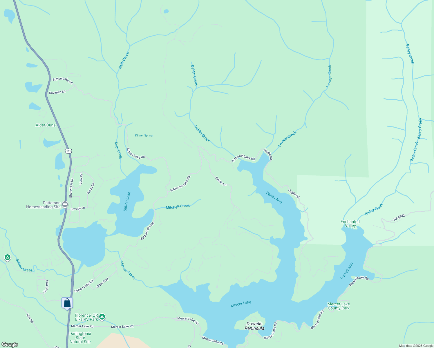 map of restaurants, bars, coffee shops, grocery stores, and more near 89453 Rustic Lane in Florence