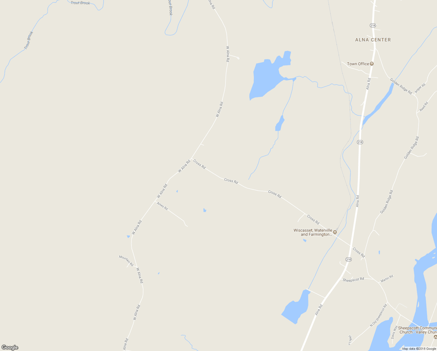 map of restaurants, bars, coffee shops, grocery stores, and more near 139 Cross Road in Alna