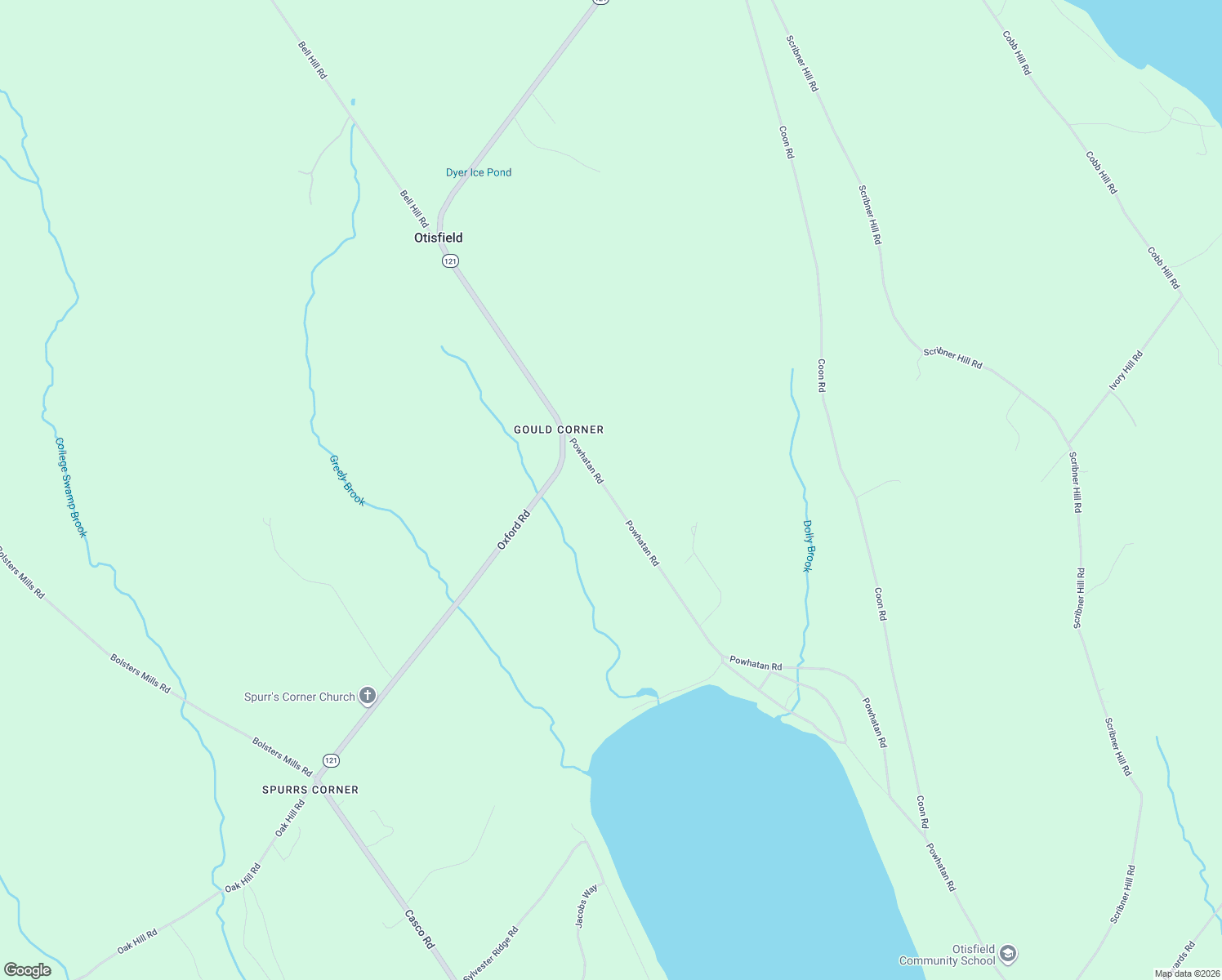 map of restaurants, bars, coffee shops, grocery stores, and more near 28 Powhatan Road in Otisfield