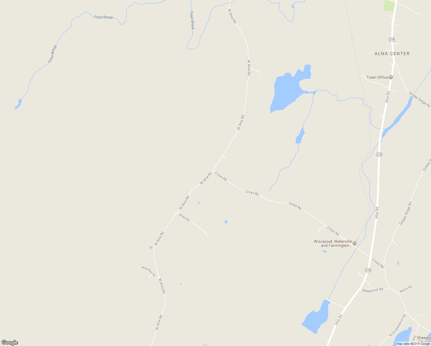 map of restaurants, bars, coffee shops, grocery stores, and more near 344 Cross Road in Alna