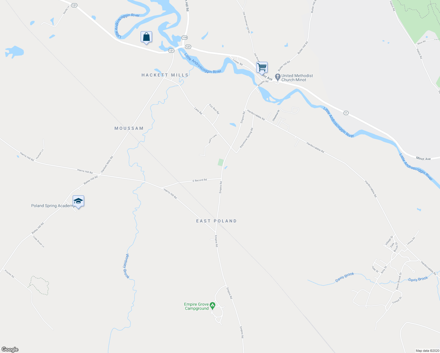 map of restaurants, bars, coffee shops, grocery stores, and more near 796 Empire Road in Poland