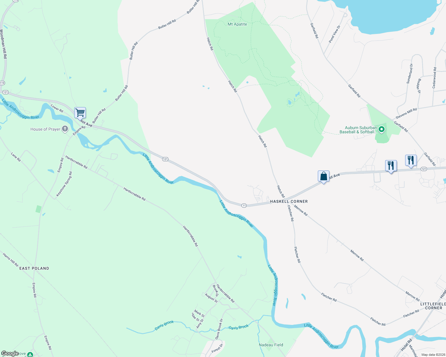 map of restaurants, bars, coffee shops, grocery stores, and more near 1713 Minot Avenue in Auburn