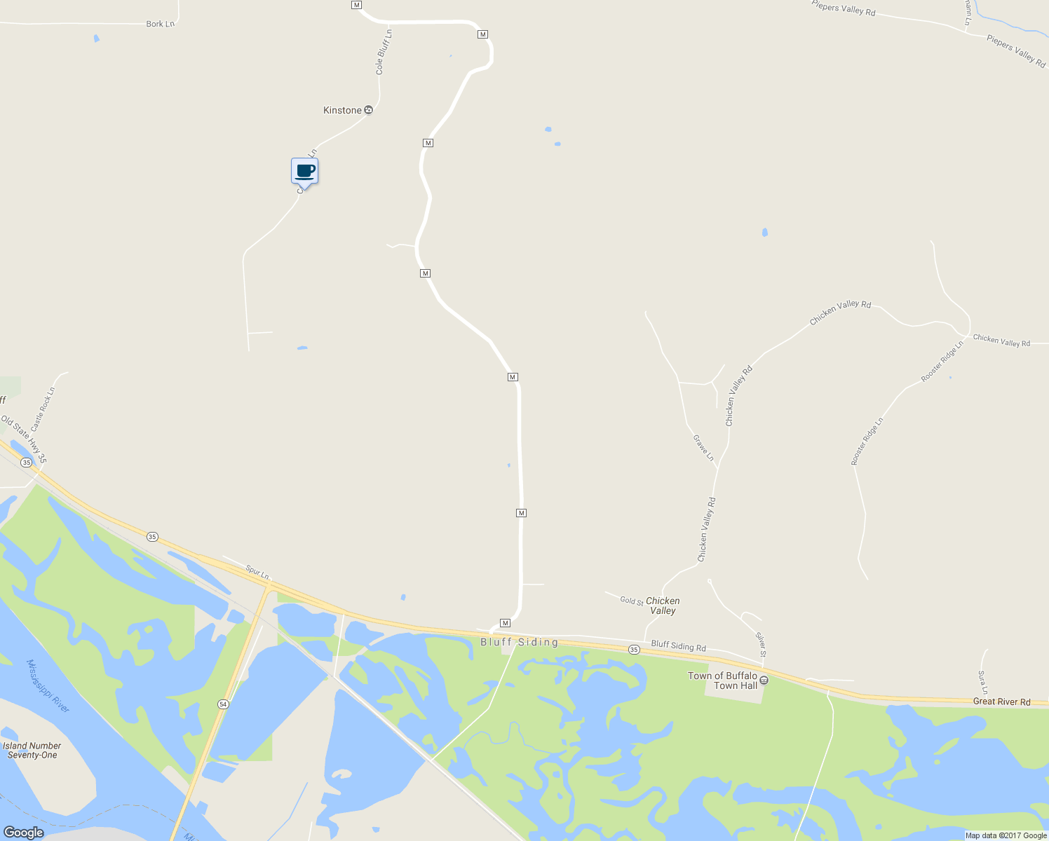 map of restaurants, bars, coffee shops, grocery stores, and more near S3520 County Road M in Fountain City