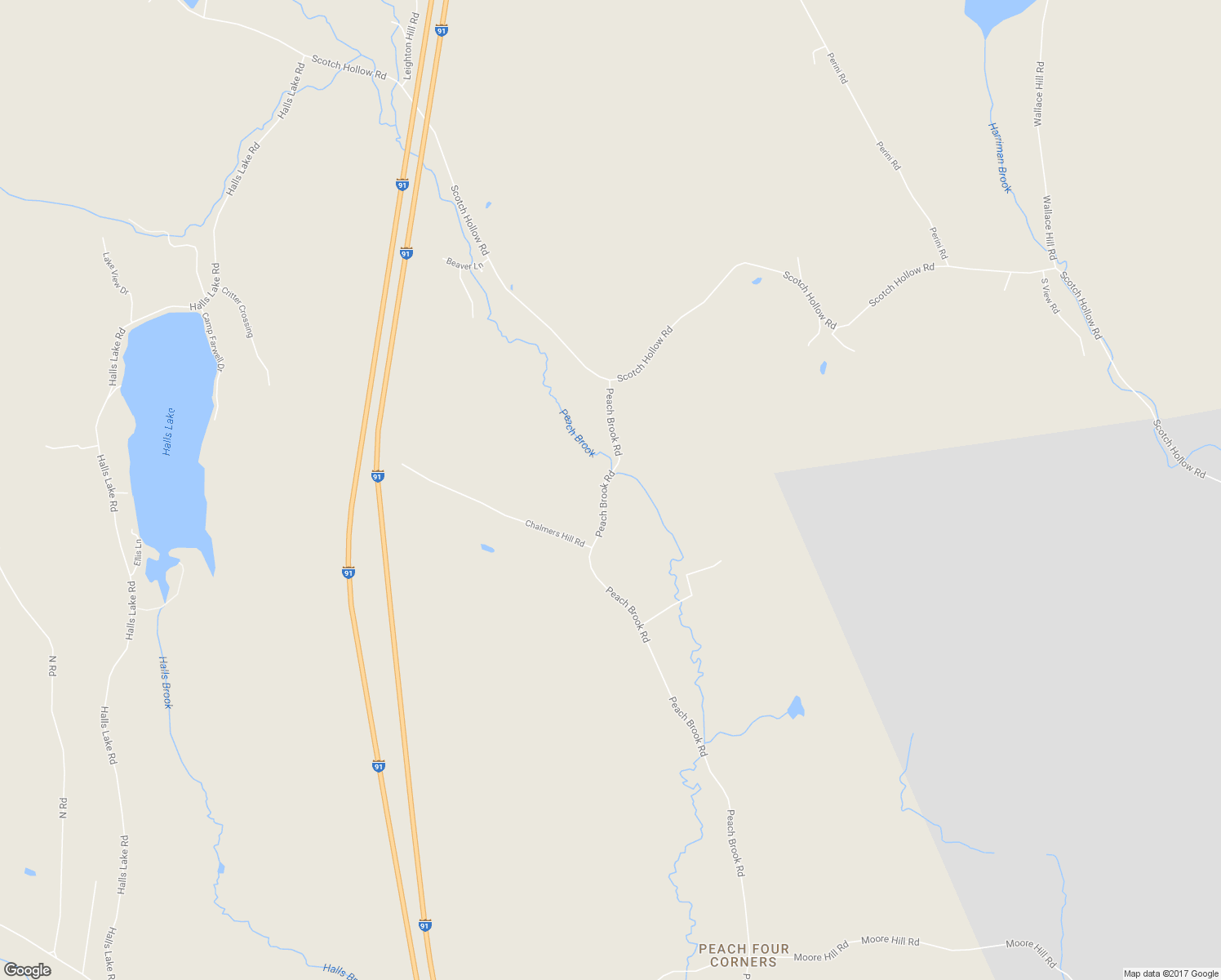 map of restaurants, bars, coffee shops, grocery stores, and more near 2372 Peach Brook Road in Newbury