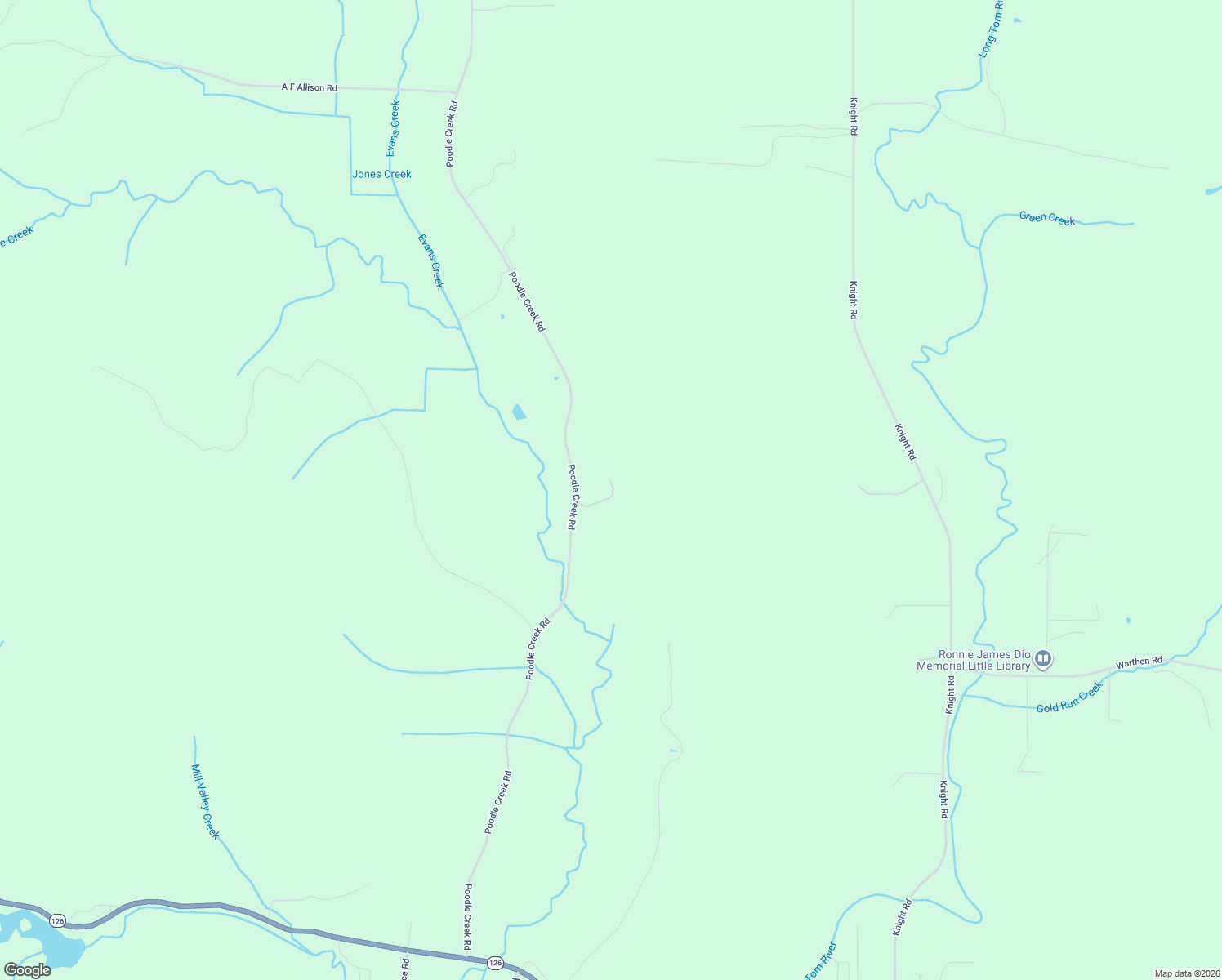 map of restaurants, bars, coffee shops, grocery stores, and more near 89505 Poodle Creek Road in Noti