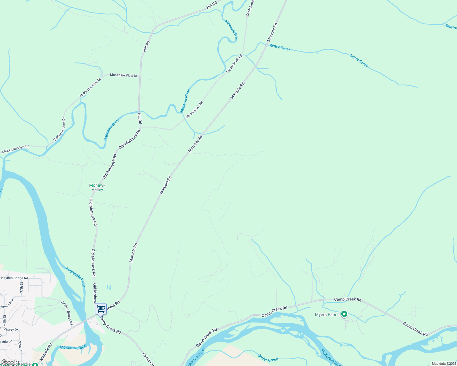 map of restaurants, bars, coffee shops, grocery stores, and more near 88956 Sky High Drive in Springfield