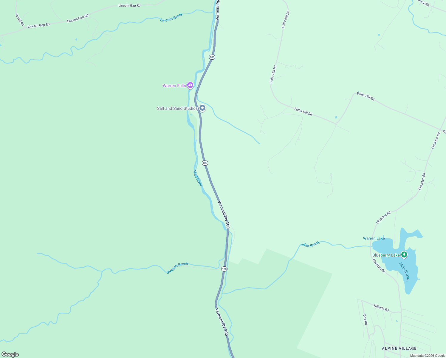 map of restaurants, bars, coffee shops, grocery stores, and more near 4535 Vermont 100 in Warren