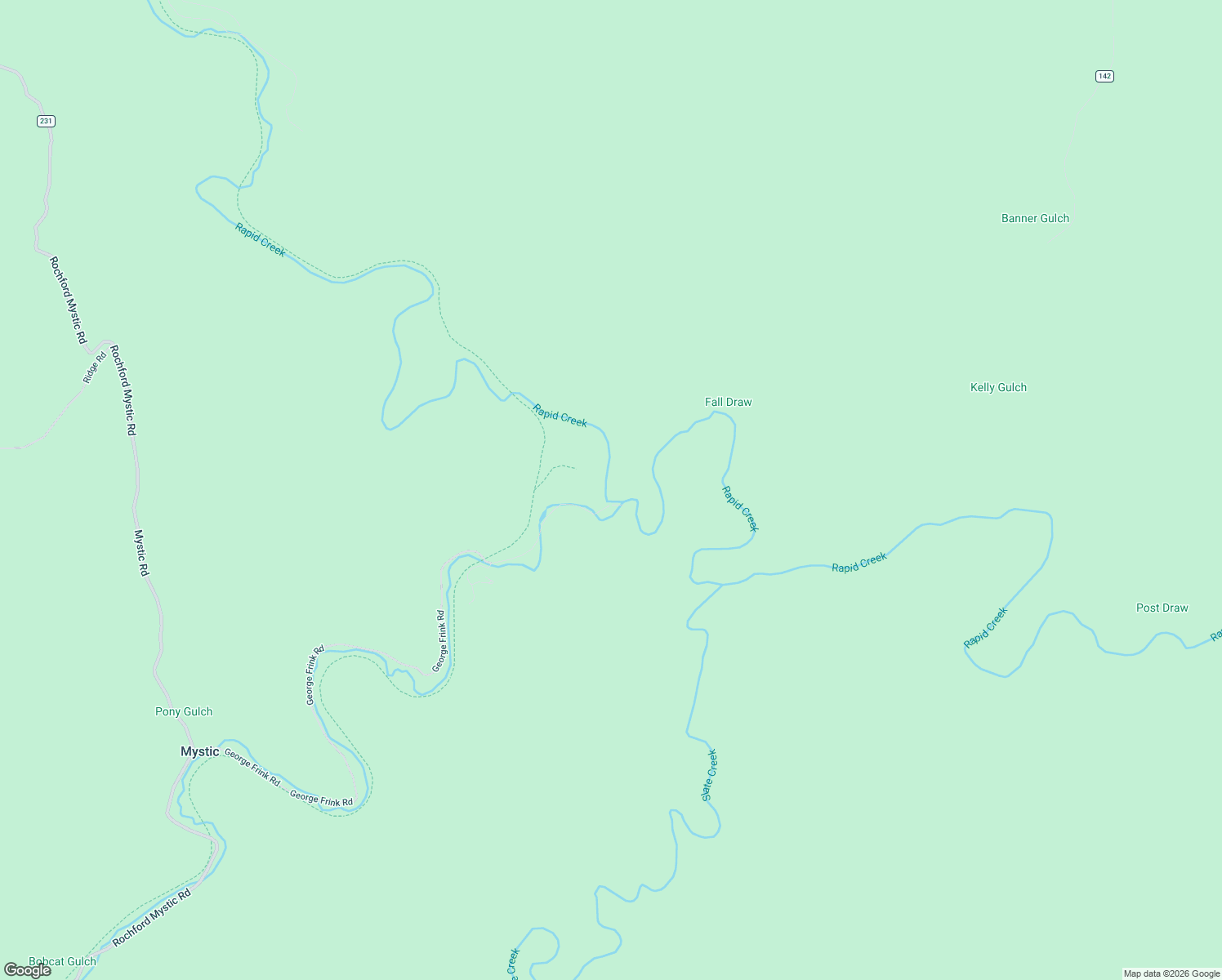 map of restaurants, bars, coffee shops, grocery stores, and more near 12172-12198 George Frink Road in Hill City