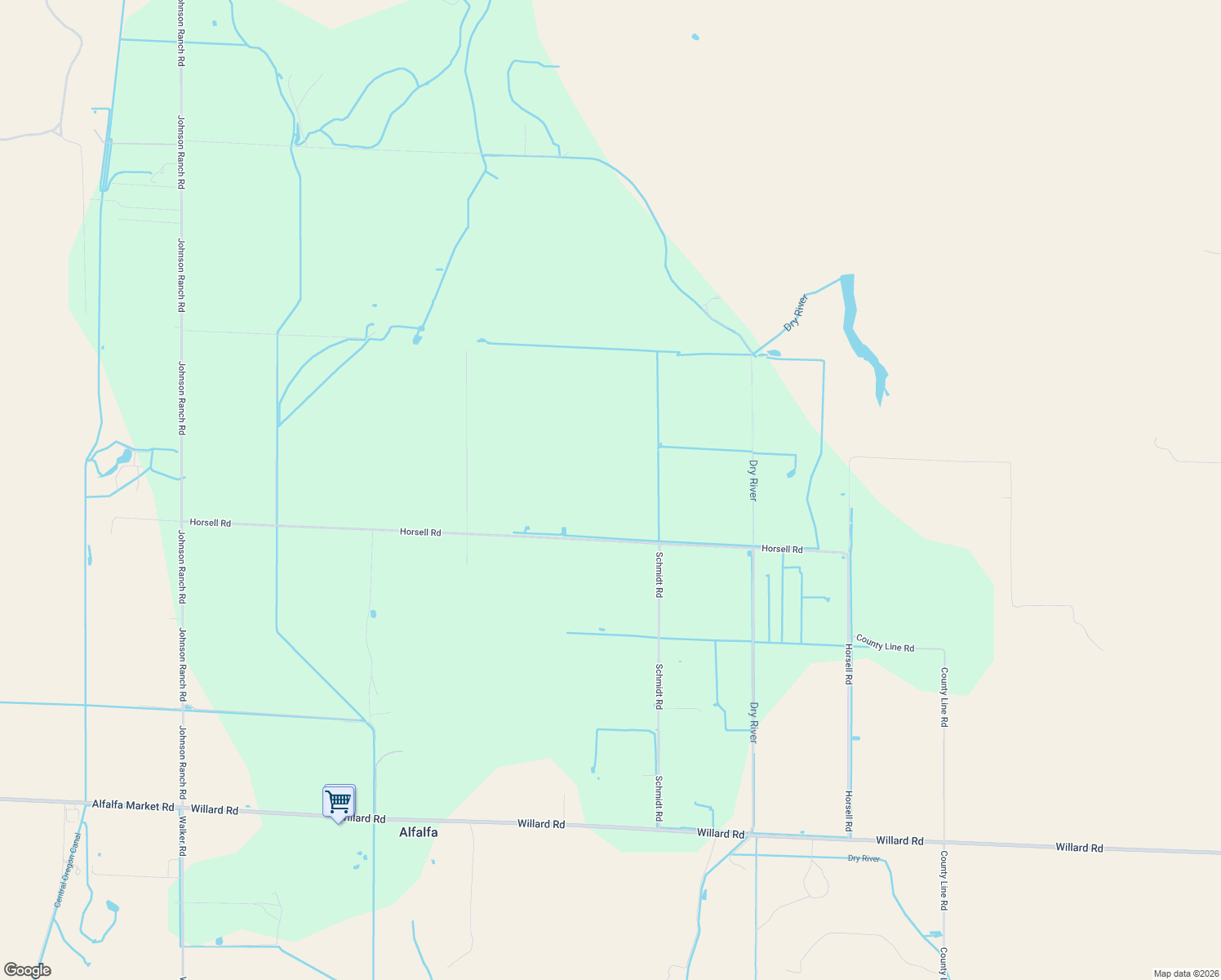 map of restaurants, bars, coffee shops, grocery stores, and more near 26450 Horsell Road in Bend