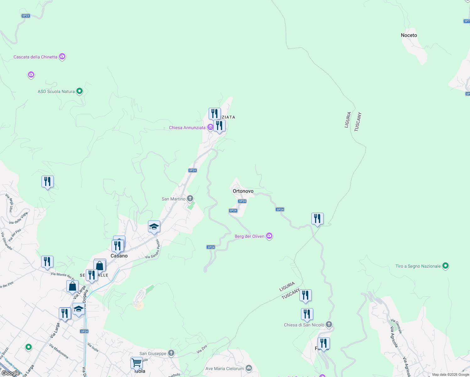 map of restaurants, bars, coffee shops, grocery stores, and more near 20 Via Ceccardo Roccatagliata Ceccardi in Ortonovo