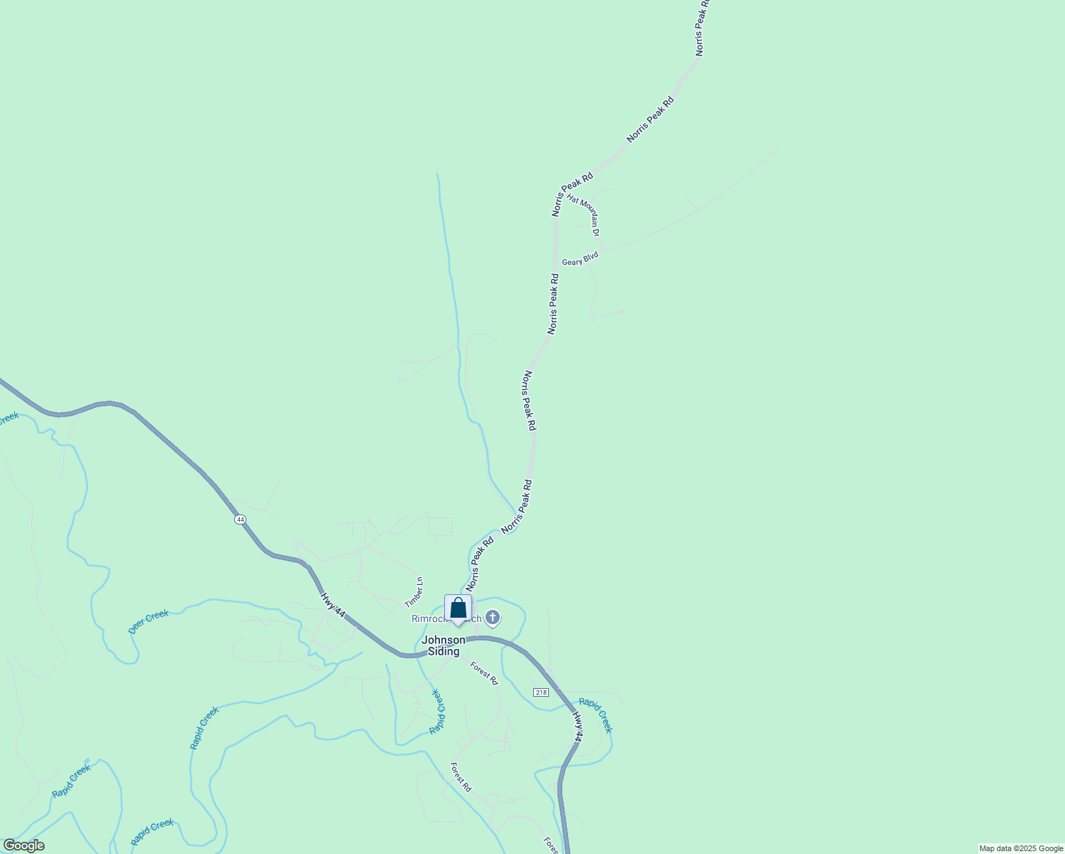 map of restaurants, bars, coffee shops, grocery stores, and more near 22821 Norris Peak Road in Rapid City