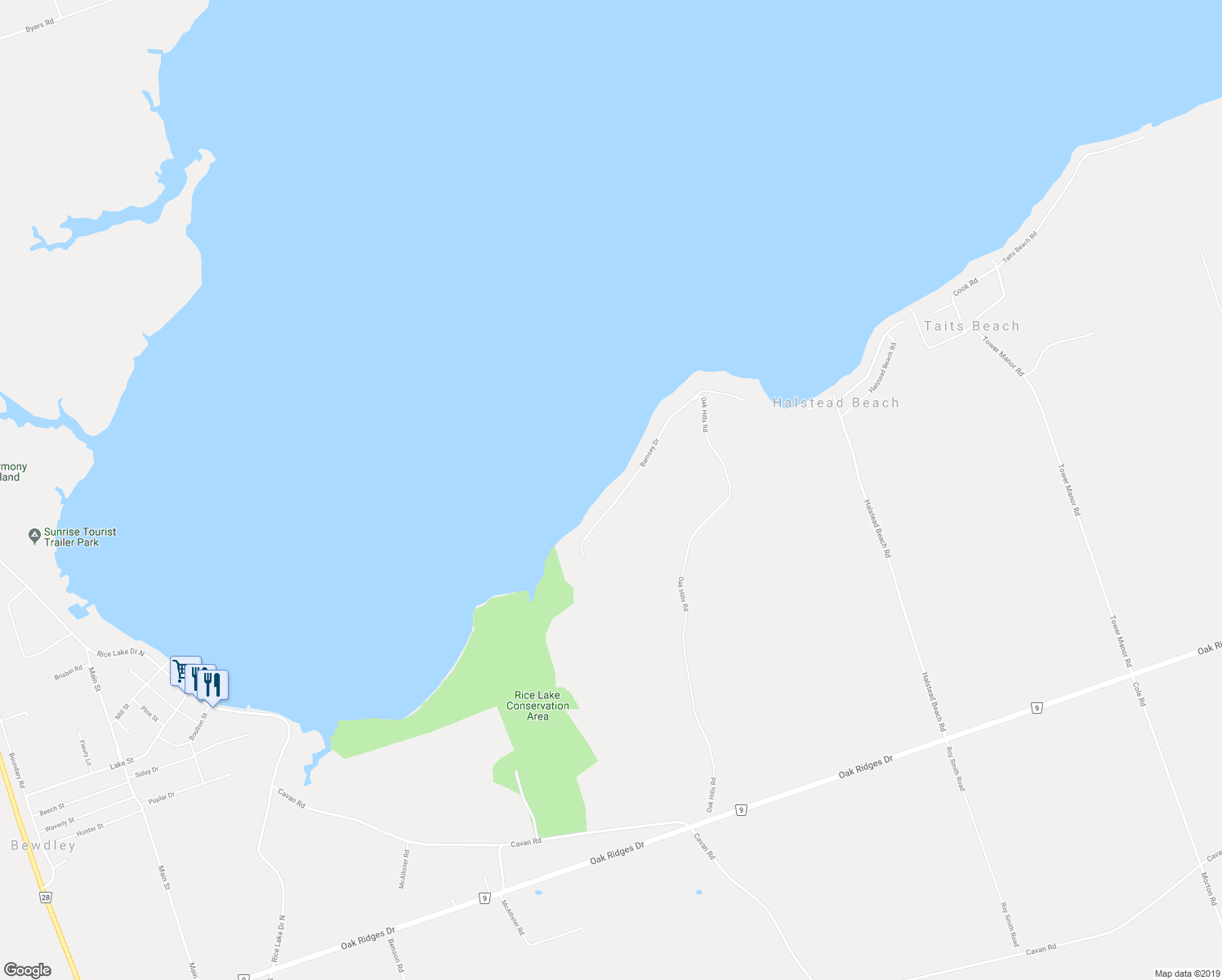 map of restaurants, bars, coffee shops, grocery stores, and more near 7540 Bamsey Drive in Bewdley