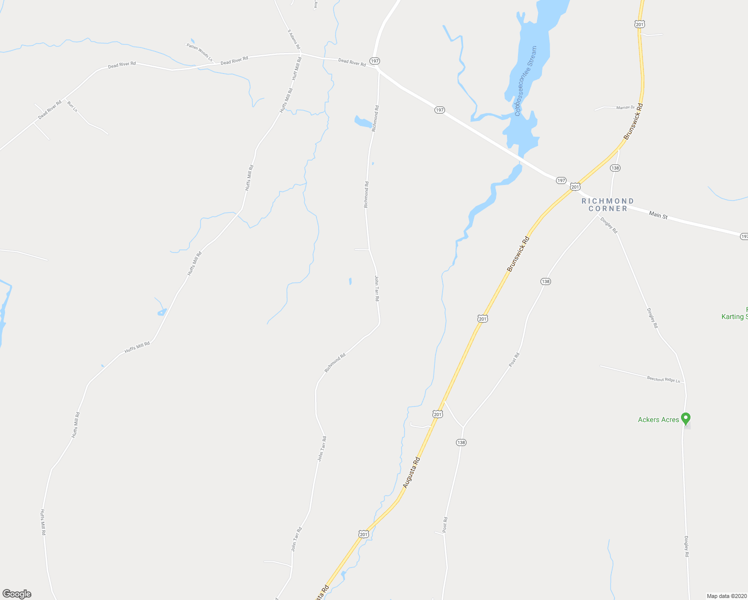 map of restaurants, bars, coffee shops, grocery stores, and more near 293 John Tarr Road in Bowdoin