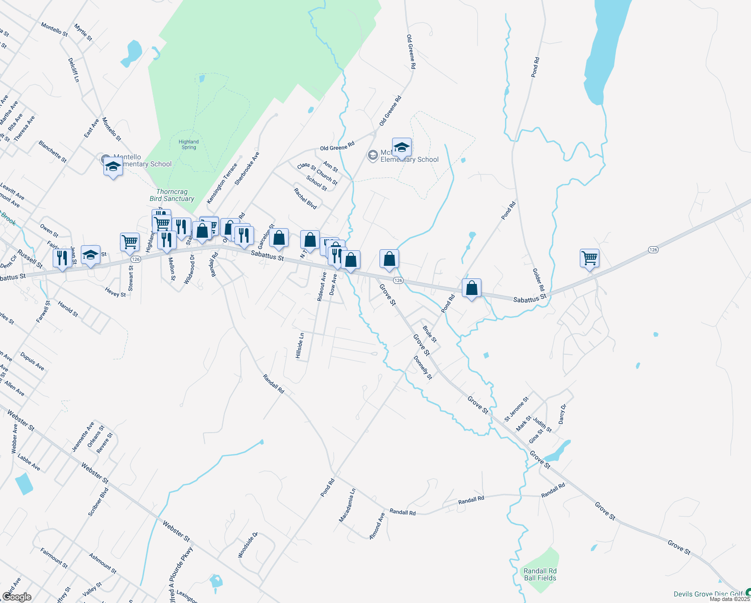 map of restaurants, bars, coffee shops, grocery stores, and more near 20 Hutchinson St in Lewiston