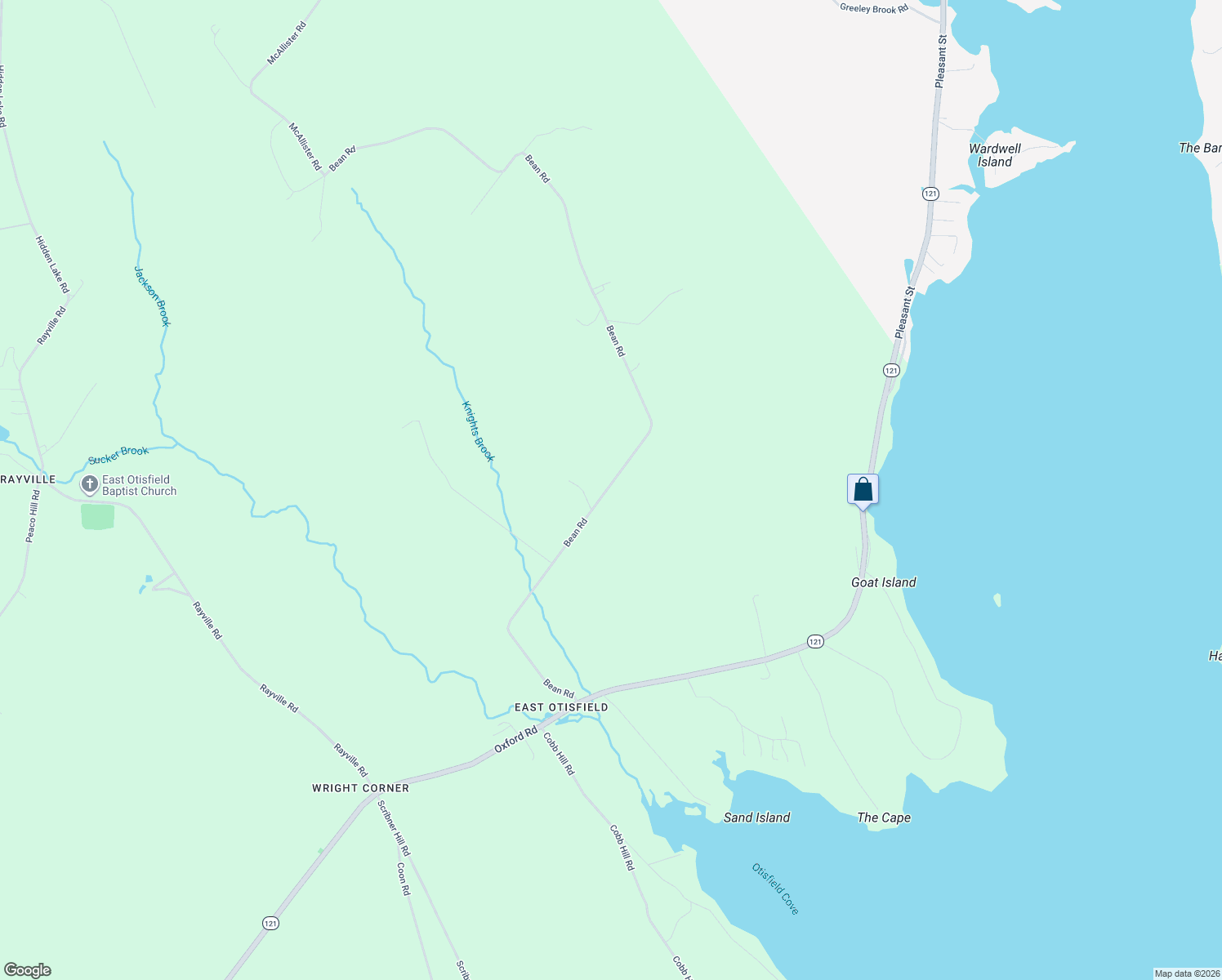 map of restaurants, bars, coffee shops, grocery stores, and more near 127 Bean Road in Otisfield