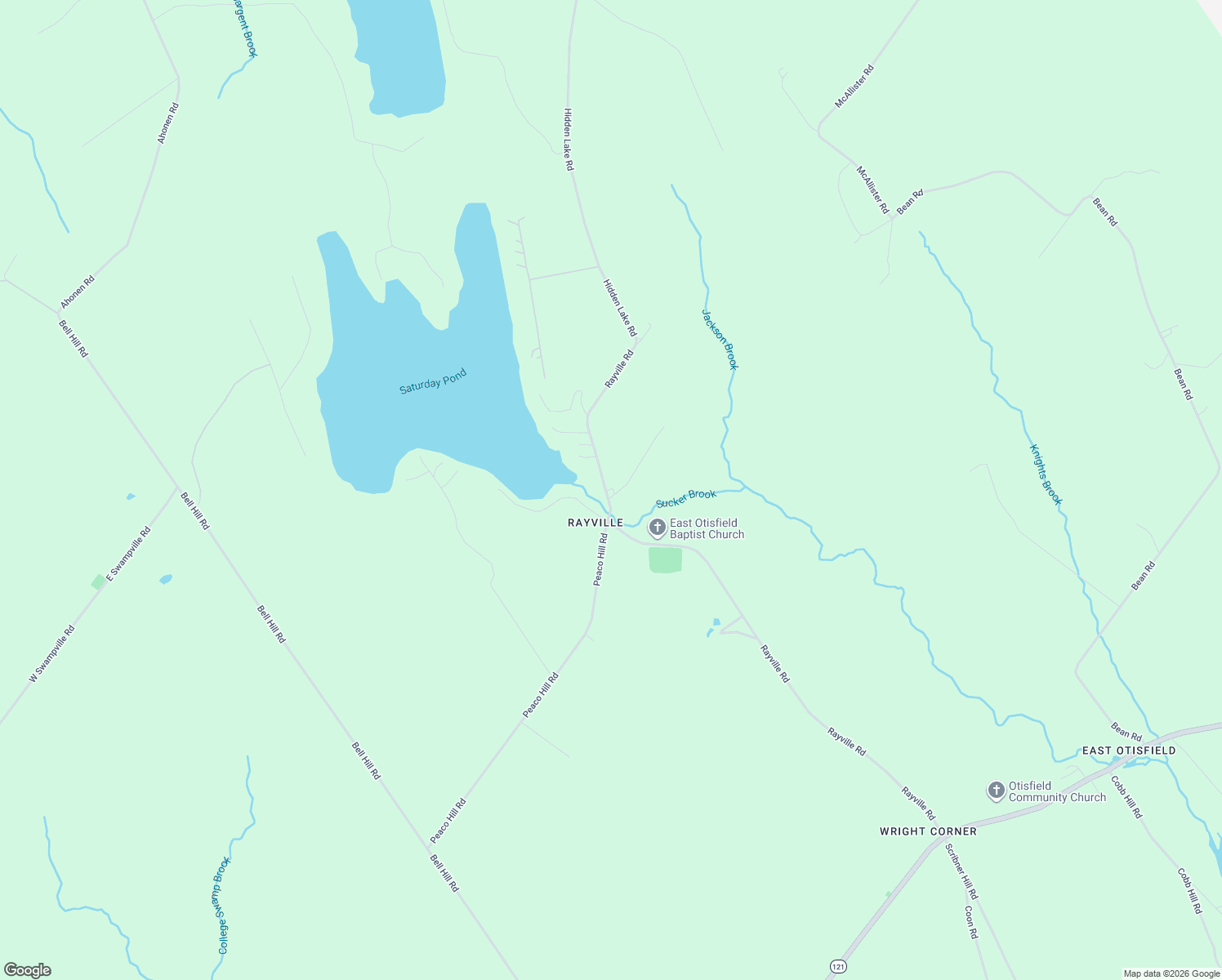 map of restaurants, bars, coffee shops, grocery stores, and more near 277 Rayville Road in Otisfield