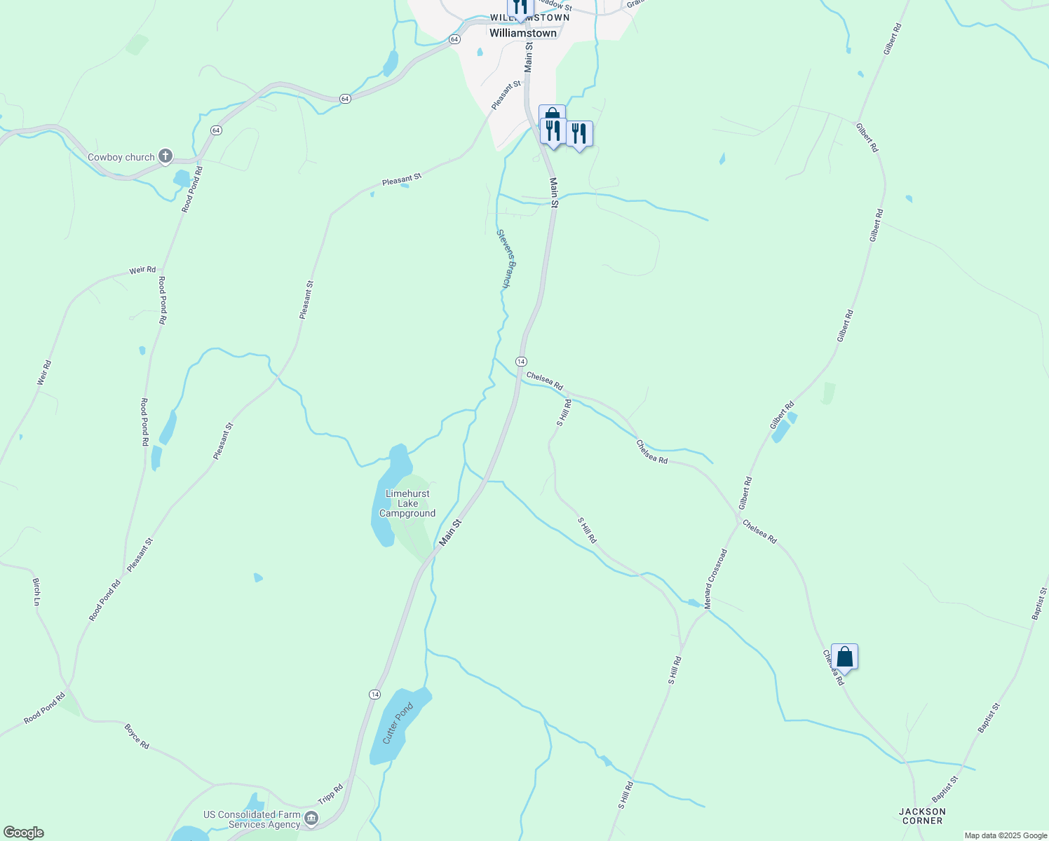 map of restaurants, bars, coffee shops, grocery stores, and more near 3593 Main Street in Williamstown