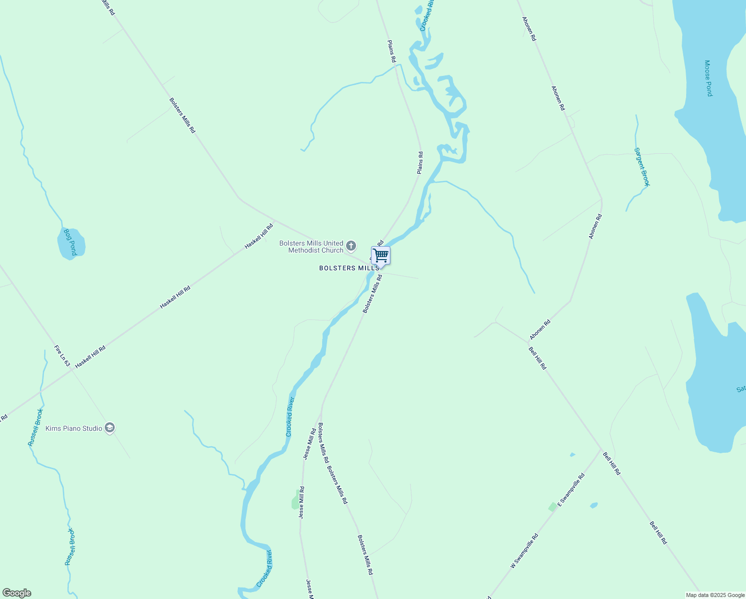 map of restaurants, bars, coffee shops, grocery stores, and more near 999 Bolsters Mills Road in Otisfield