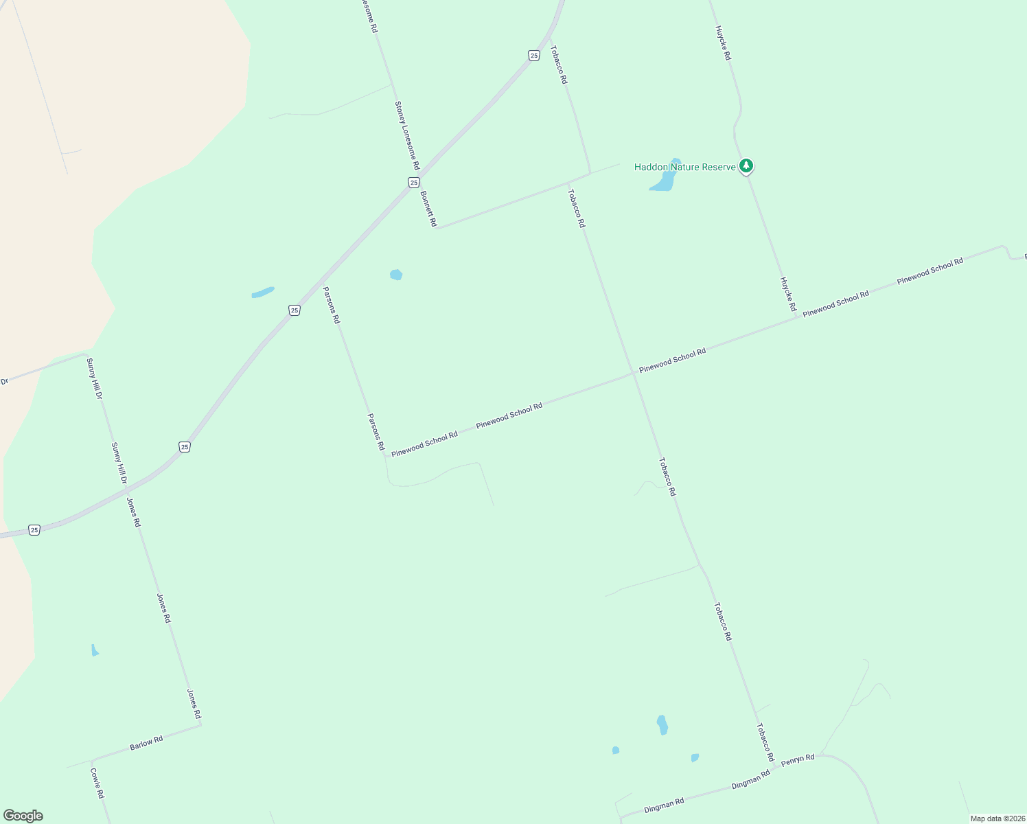 map of restaurants, bars, coffee shops, grocery stores, and more near 255 Pinewood School Road in Castleton