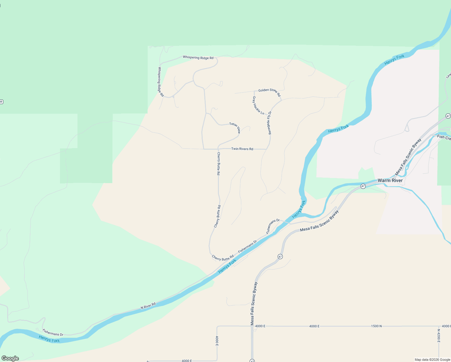 map of restaurants, bars, coffee shops, grocery stores, and more near 1600 Cherry Butte Road in Ashton