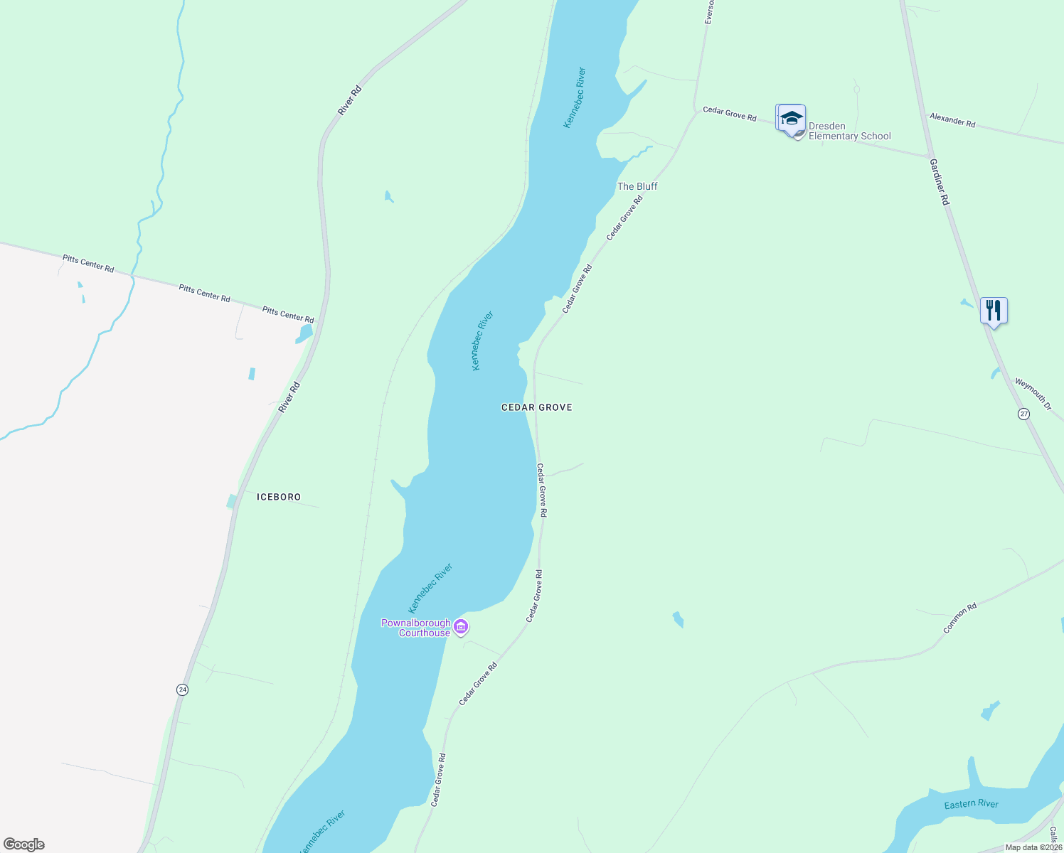 map of restaurants, bars, coffee shops, grocery stores, and more near 381 Cedar Grove Road in Dresden