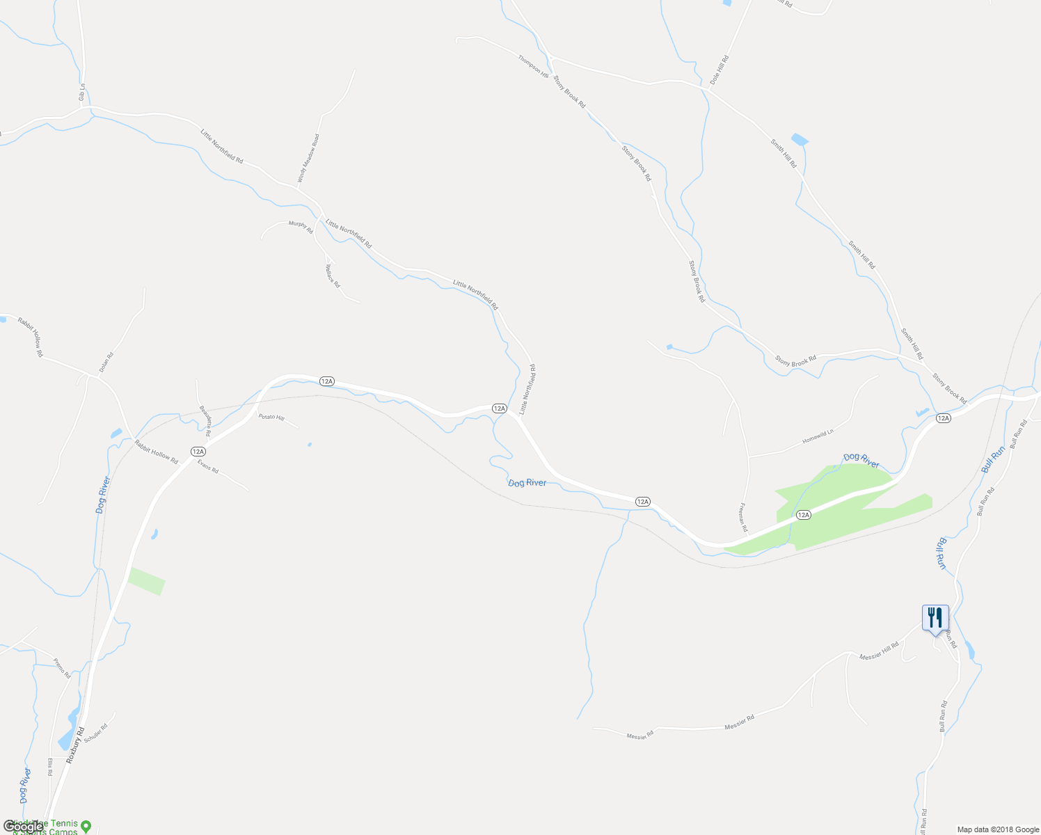 map of restaurants, bars, coffee shops, grocery stores, and more near 12 Little Northfield Road in Northfield