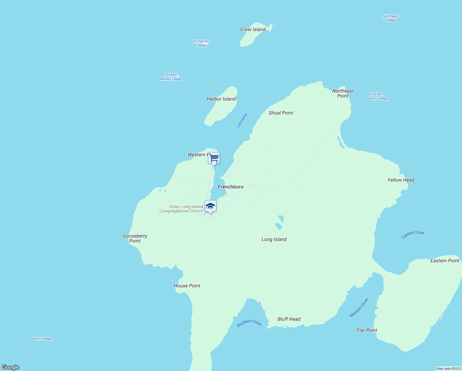 map of restaurants, bars, coffee shops, grocery stores, and more near in Frenchboro