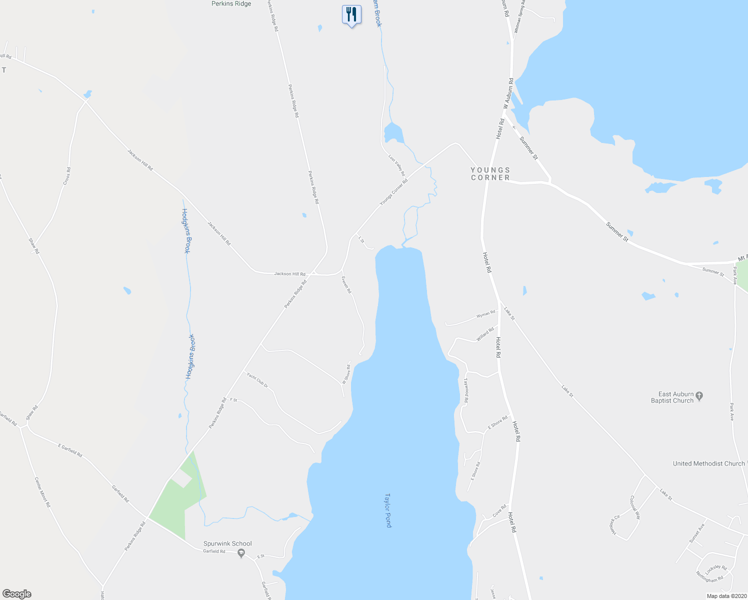 map of restaurants, bars, coffee shops, grocery stores, and more near 68 Everett Road in Auburn