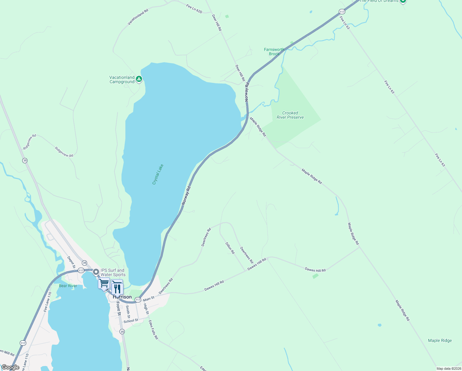 map of restaurants, bars, coffee shops, grocery stores, and more near 62 Old Whitney Road in Harrison