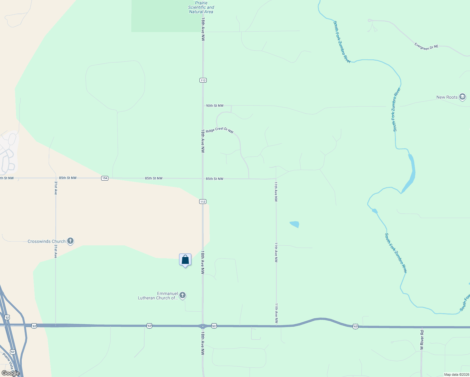 map of restaurants, bars, coffee shops, grocery stores, and more near 1448 85th Street Northwest in Rochester