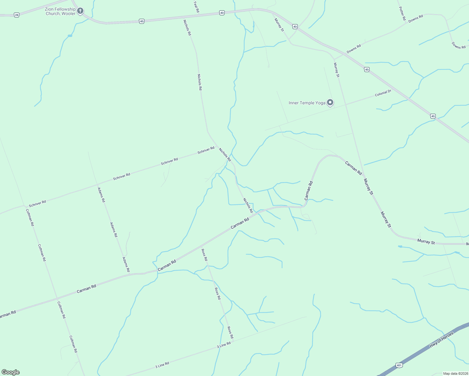 map of restaurants, bars, coffee shops, grocery stores, and more near 3-1 Bethel Road in Quinte West