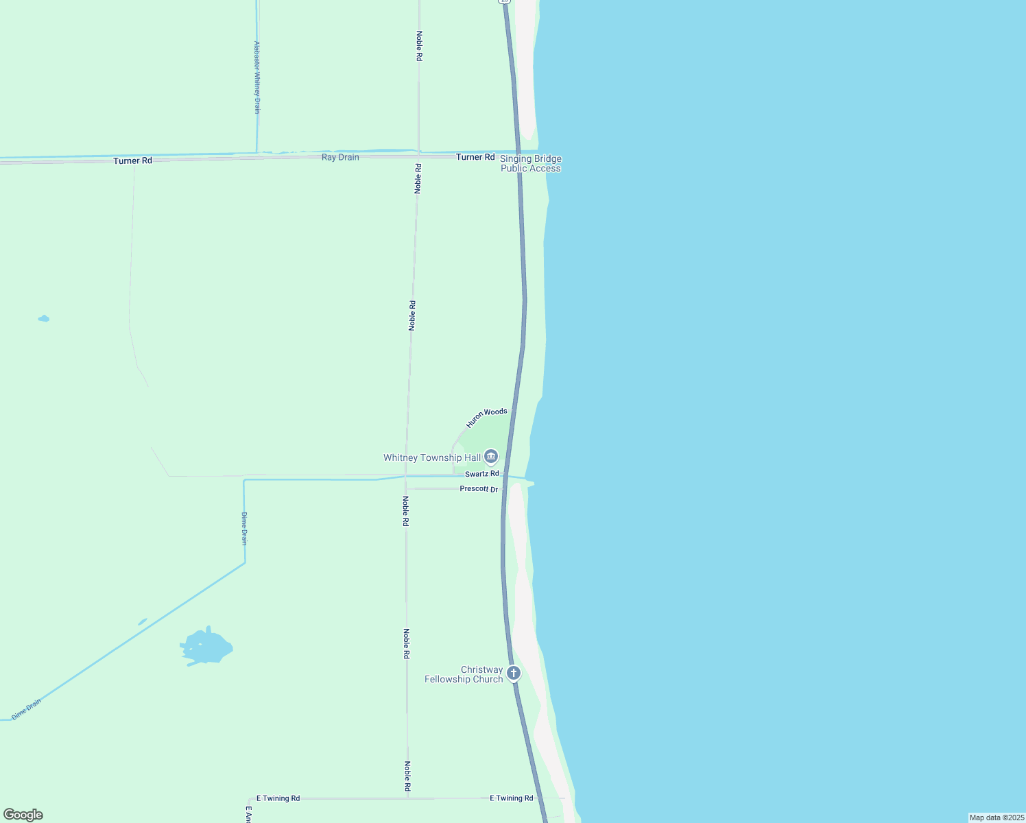 map of restaurants, bars, coffee shops, grocery stores, and more near 5898 Huron Woods in Tawas City