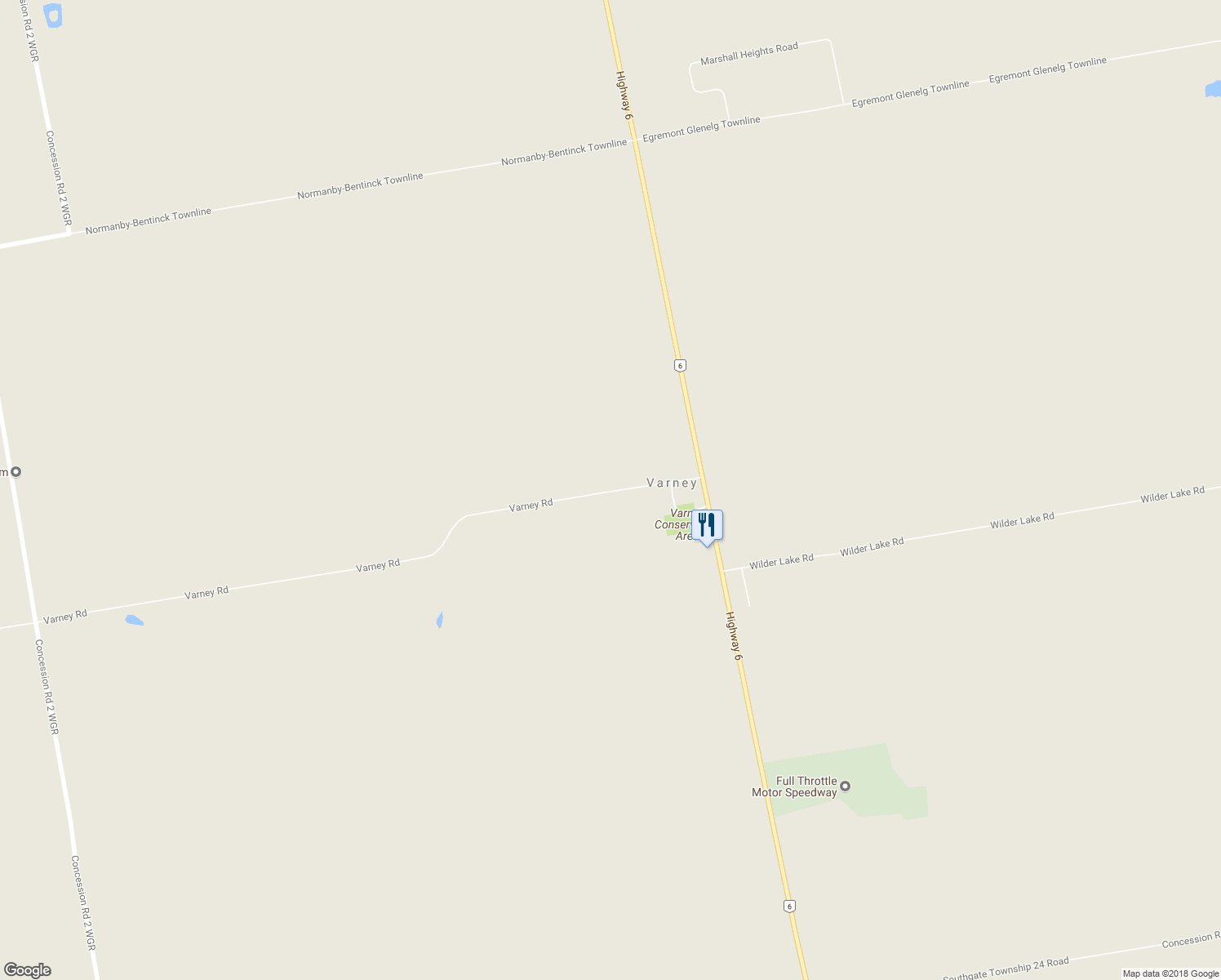 map of restaurants, bars, coffee shops, grocery stores, and more near 262897 Varney Road in Grey County