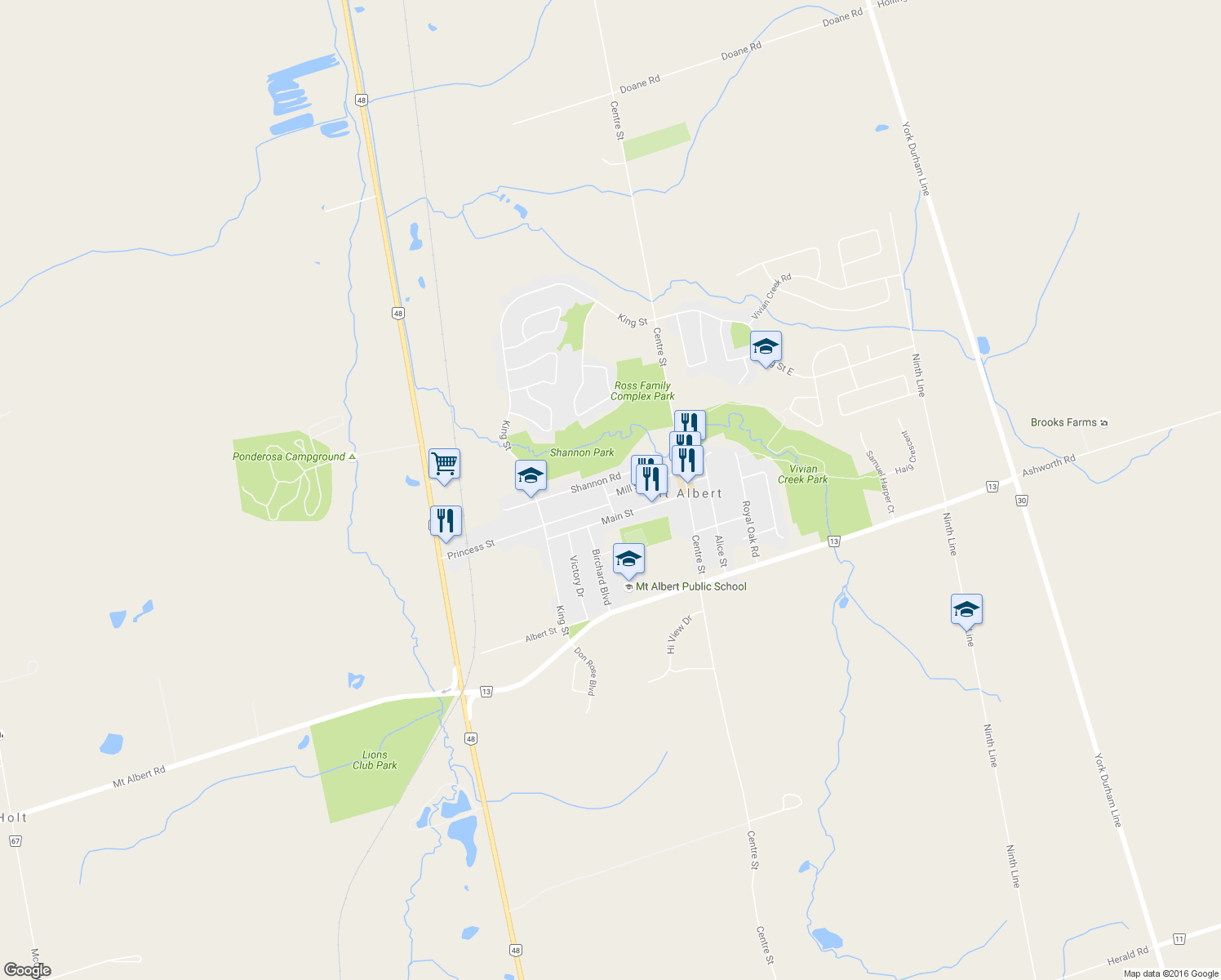 map of restaurants, bars, coffee shops, grocery stores, and more near 21 Victoria Street in Mount Albert